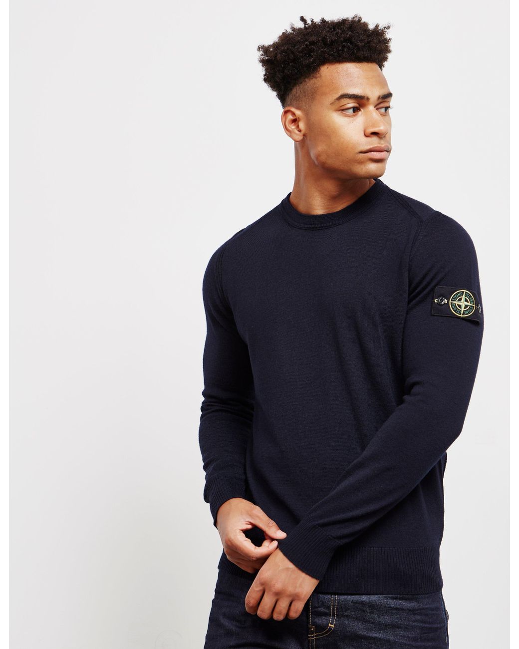 Mens Lightweight Knit Jumper Navy Blue 
