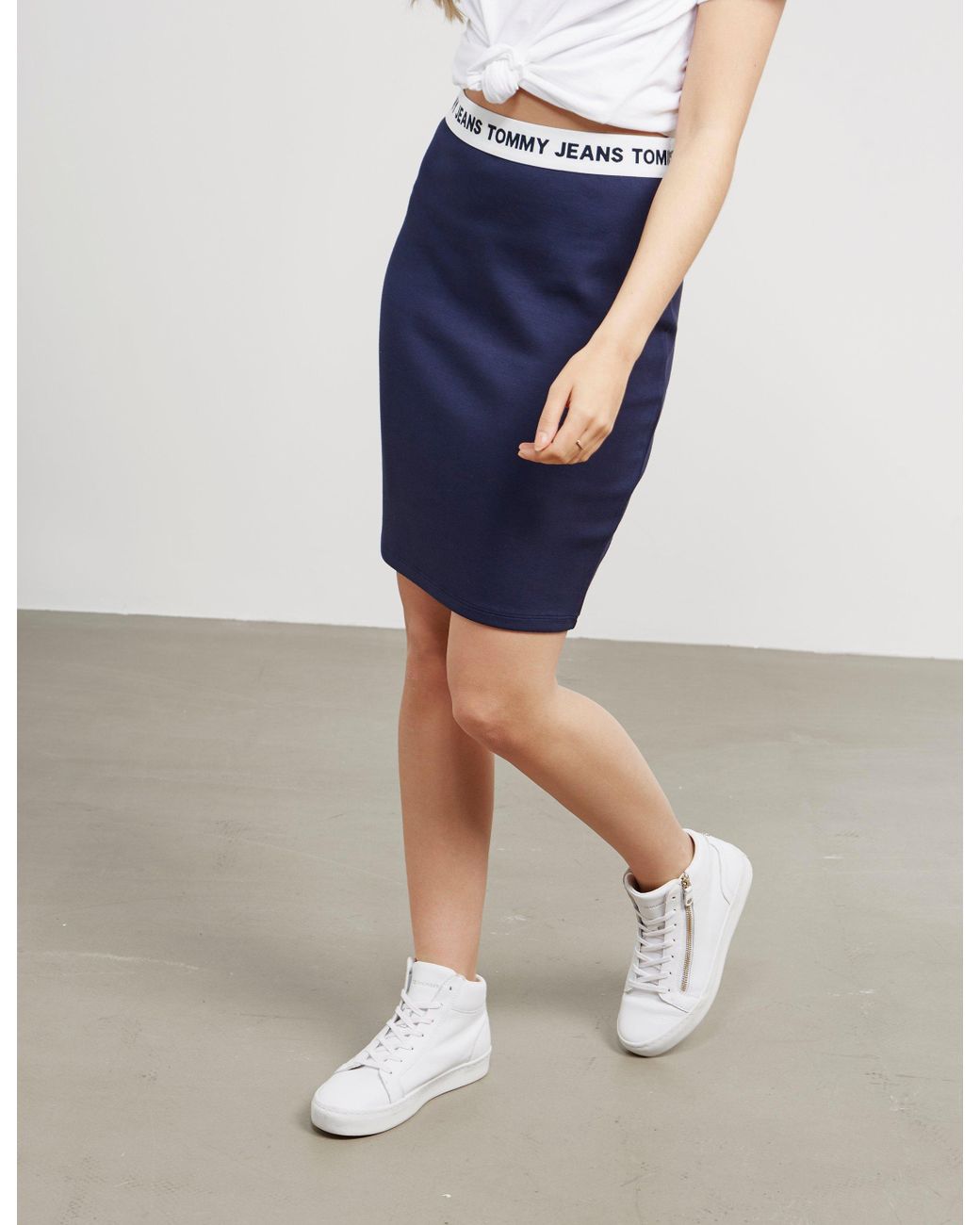 Tommy Hilfiger Womens Logo Pencil Skirt Navy Blue | Lyst