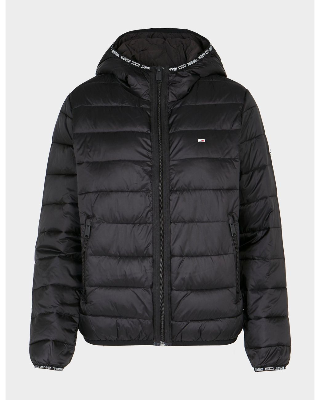 Tommy Hilfiger Denim Quilted Tape Hooded Jacket in Black Lyst