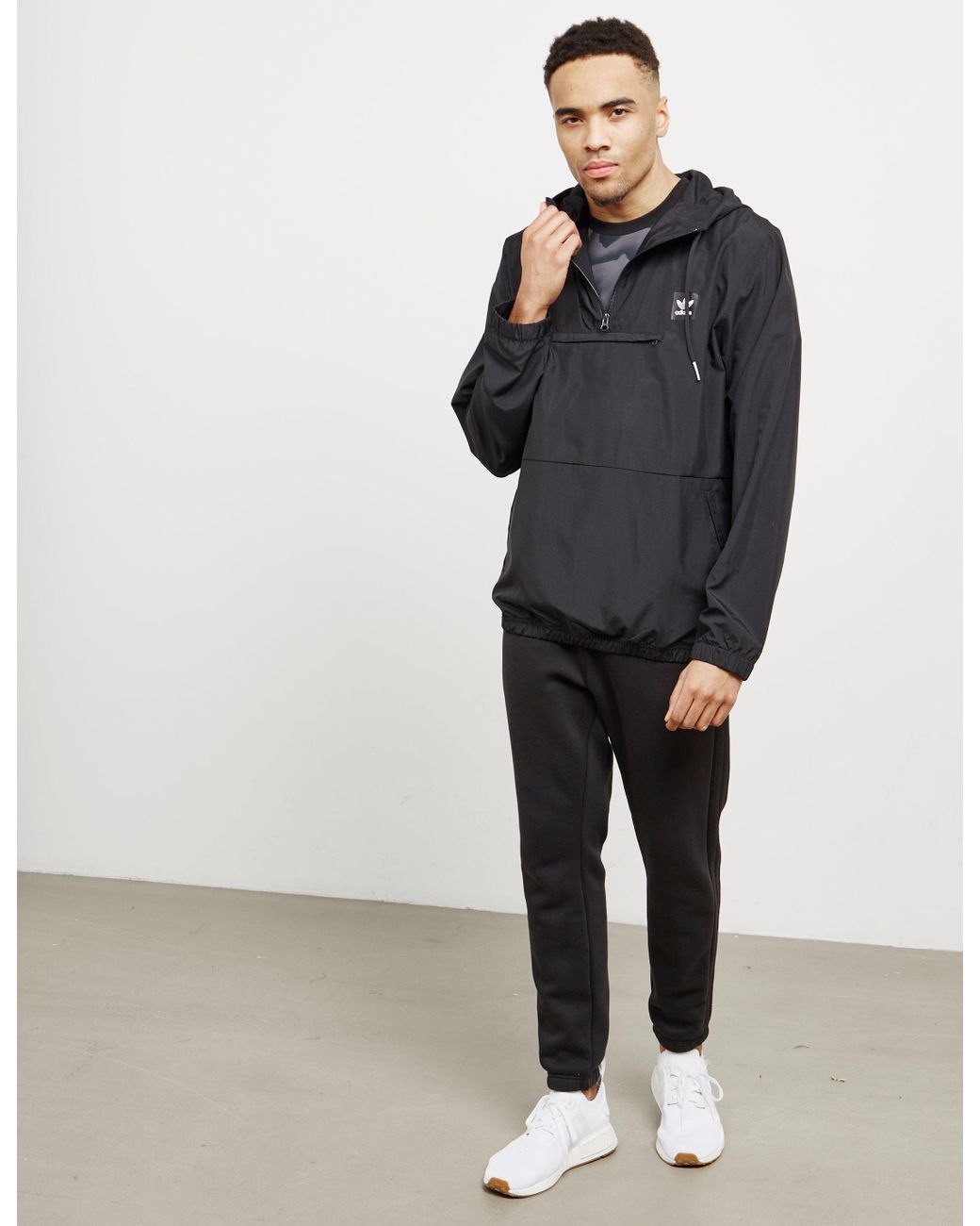 adidas Originals Synthetic Mens Half Zip Hip Lightweight Jacket Black/black  for Men | Lyst
