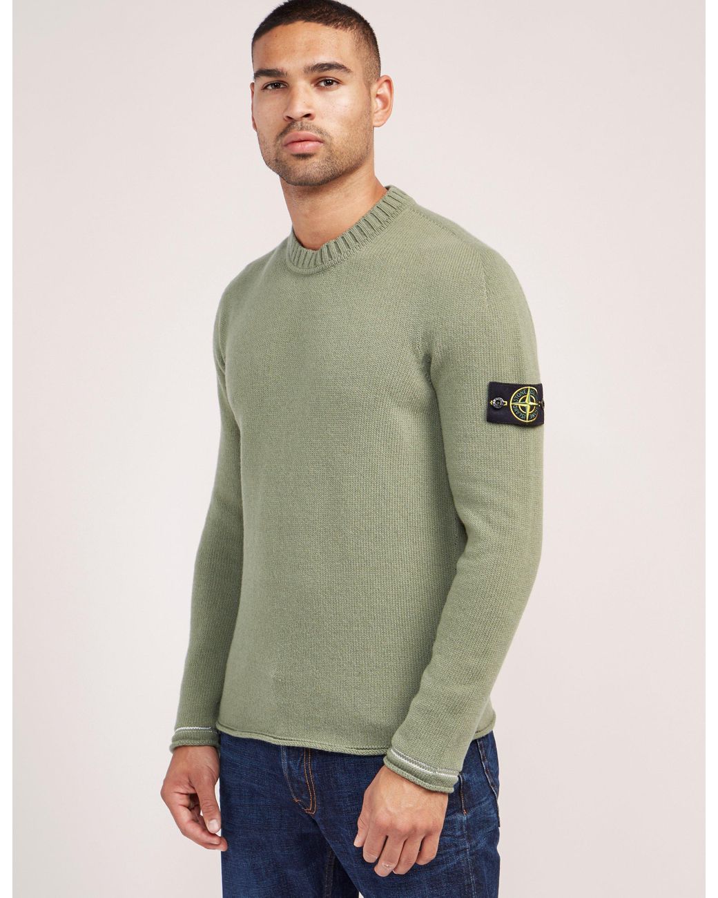 Stone Island Wool Mens Tipped Crew 