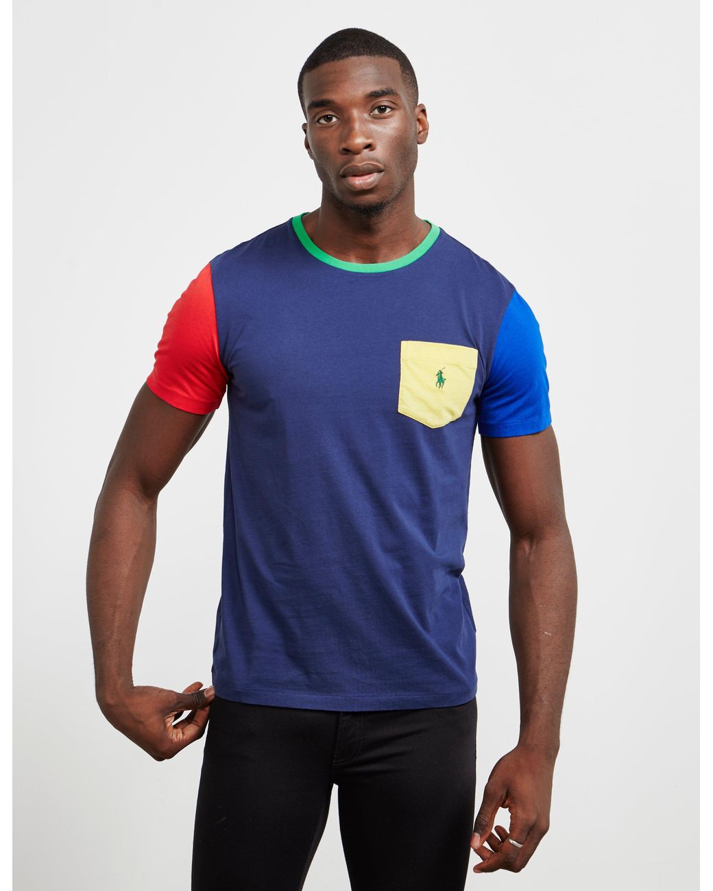 Polo Ralph Lauren Colour Block Short Sleeve T-shirt Blue for Men | Lyst
