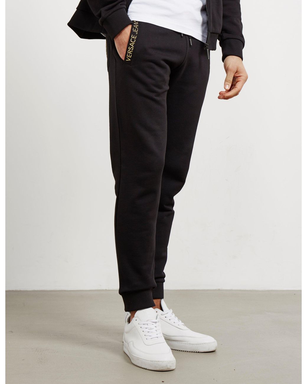 Versace Mens Logo Fleece Track Pants Black/gold for Men | Lyst Canada