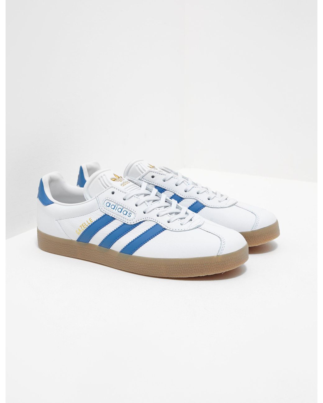 adidas Originals Mens Gazelle Super White/blue for Men | Lyst