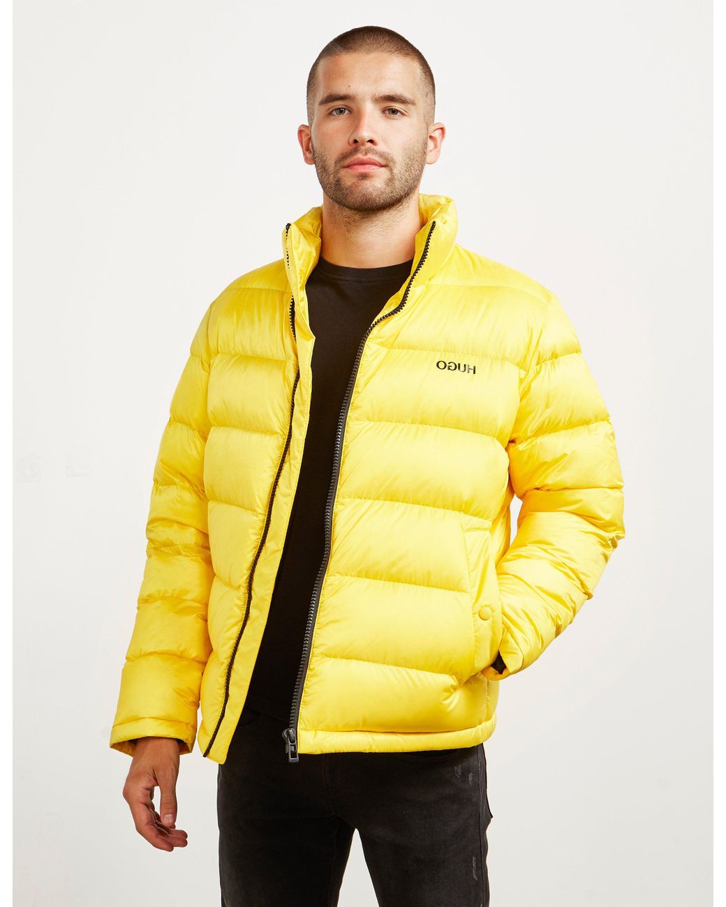 HUGO Biron Padded Jacket Yellow for Men | Lyst
