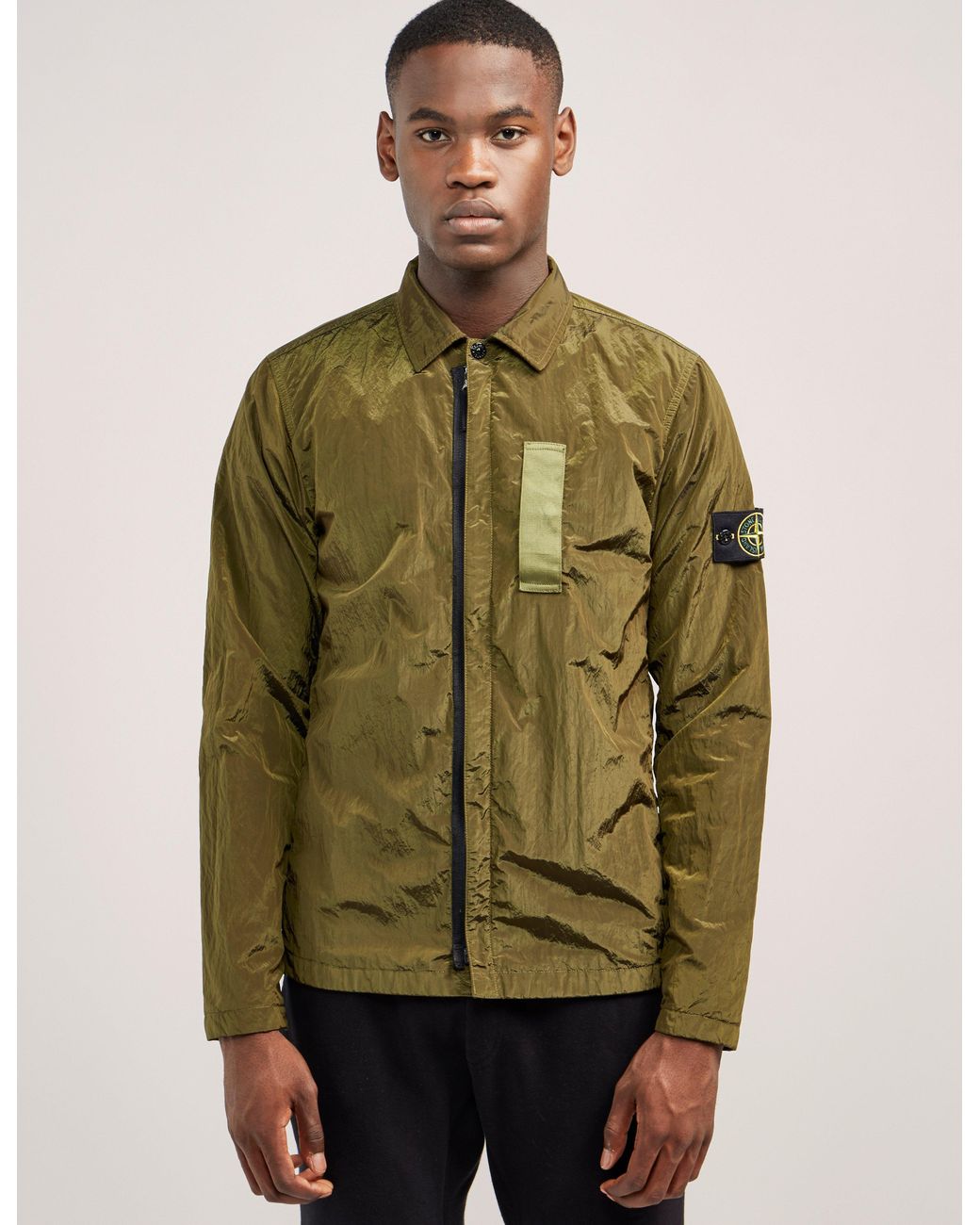 Stone Island Synthetic Nylon Metal Overshirt in Olive (Green) for Men ...