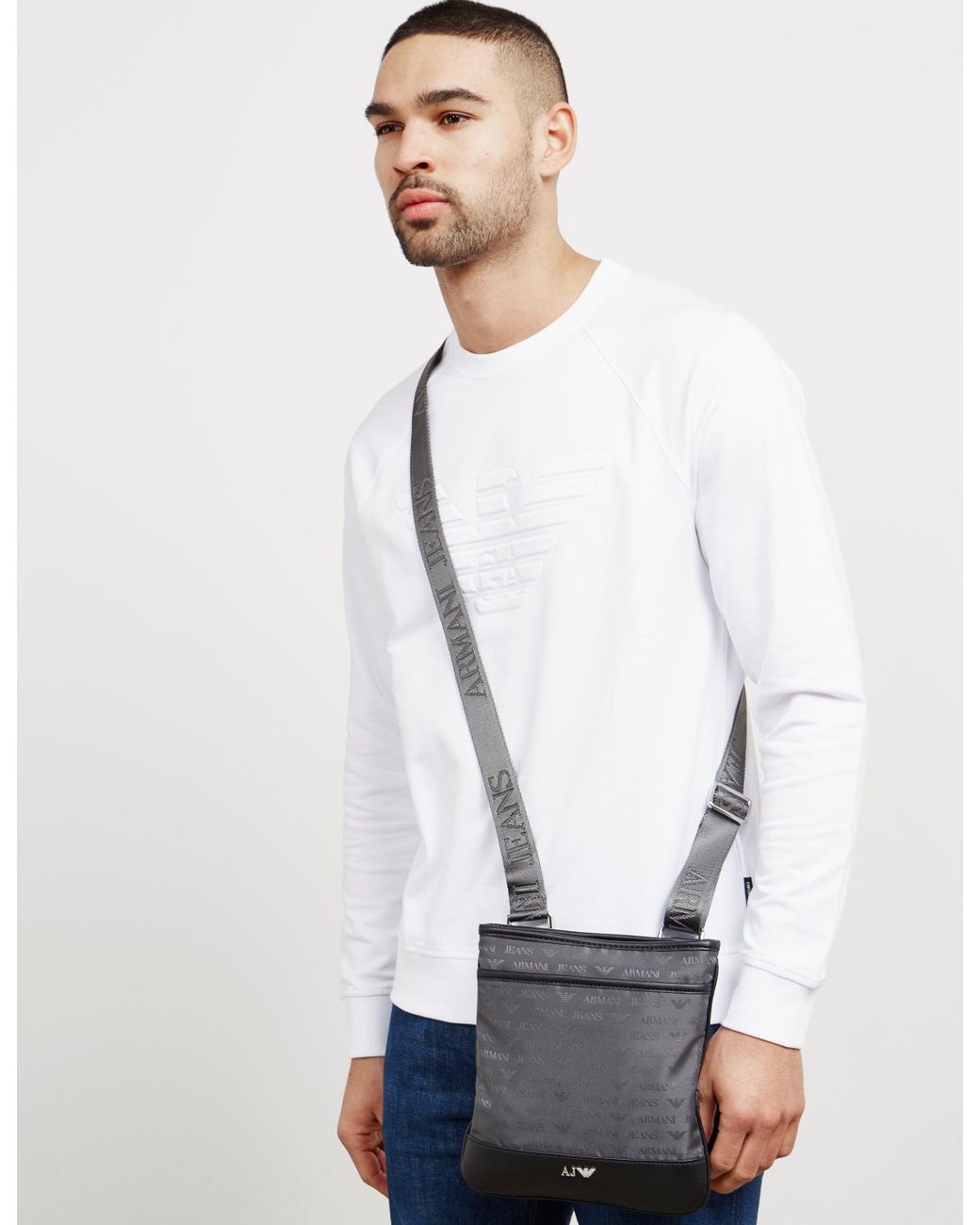 Armani Jeans Mens Nylon Small Item Bag Grey in Gray for Men | Lyst