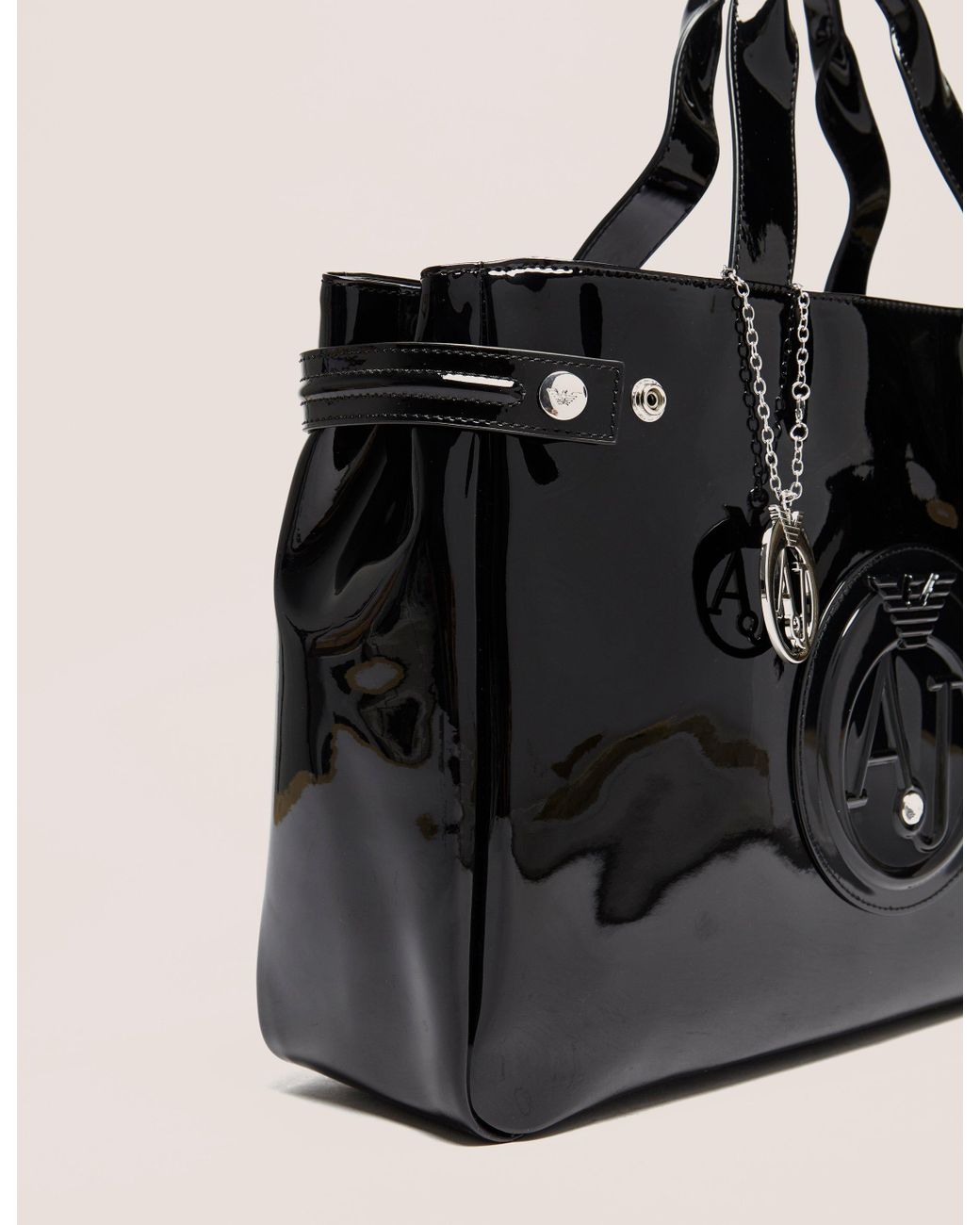 Armani Jeans Denim Large Patent Shopper 