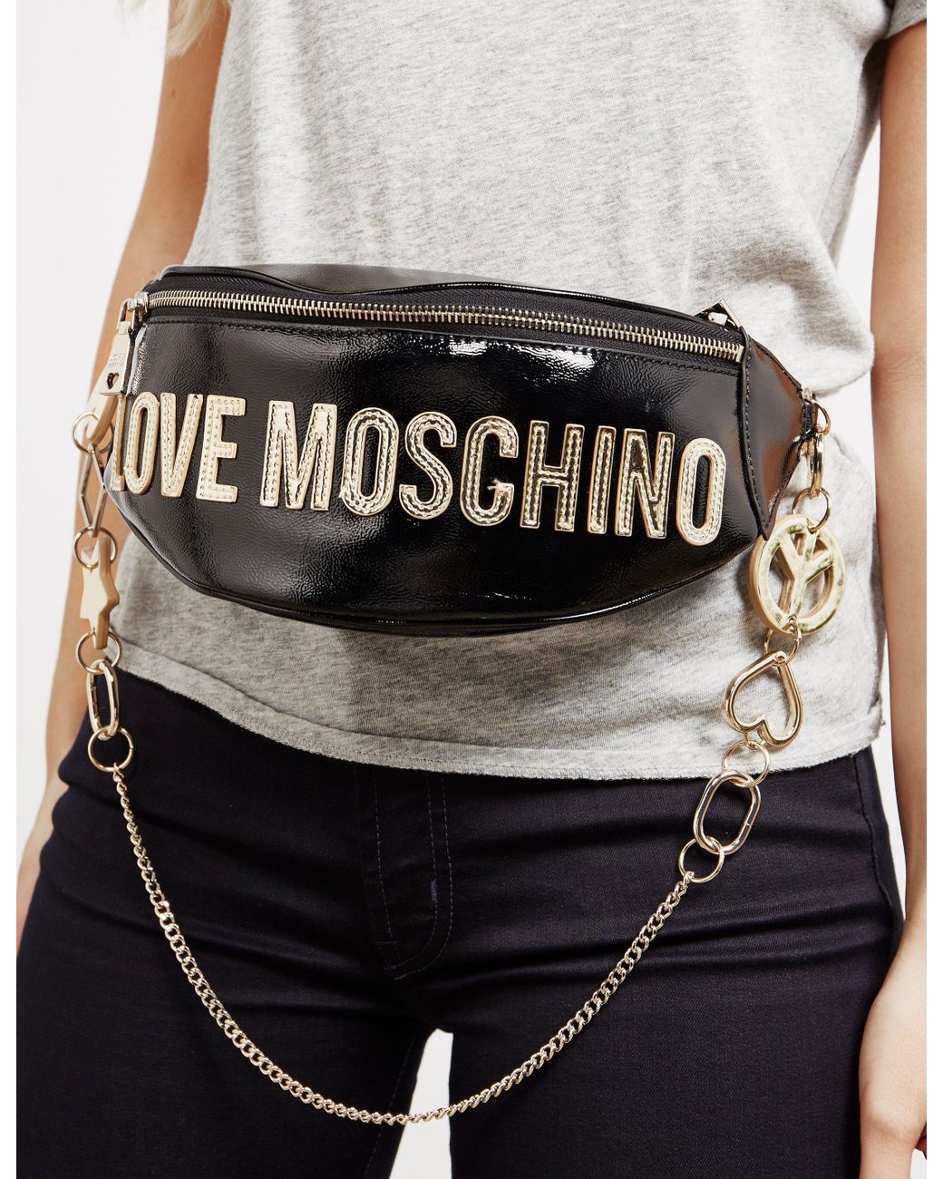 Love Moschino Peace Heart Bum Bag Black | Lyst