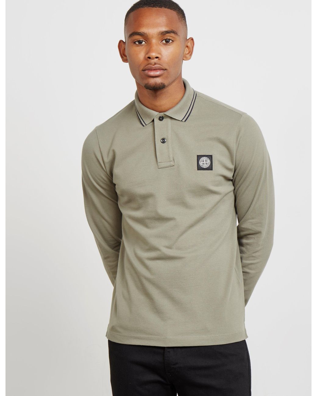Stone Island Cotton Mens Slim Long Sleeve Polo Shirt Olive in Green for Men  | Lyst
