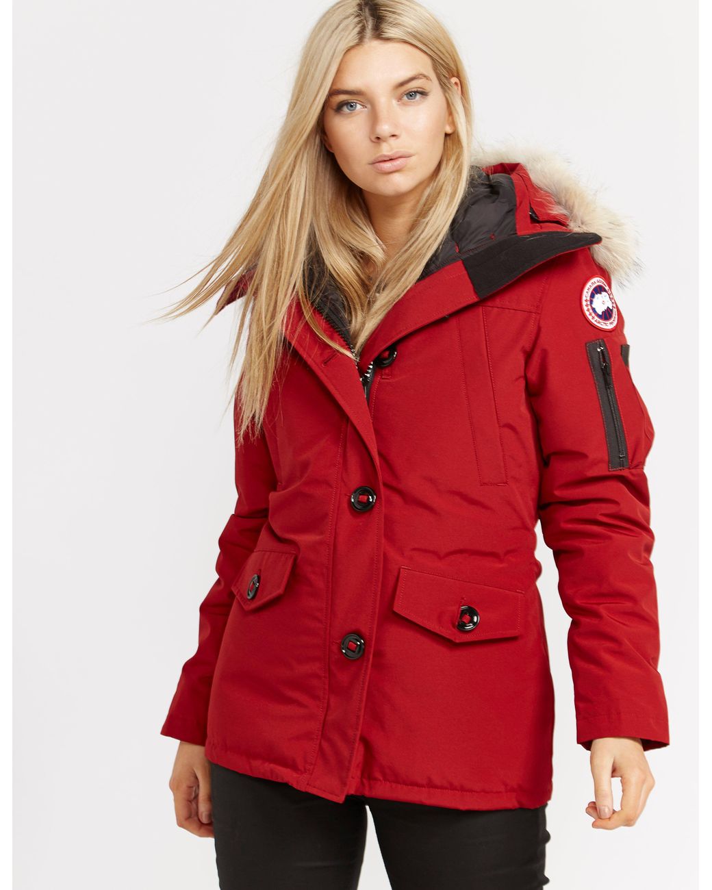 Canada Goose Goose Montebello Parka Jacket in Red | Lyst