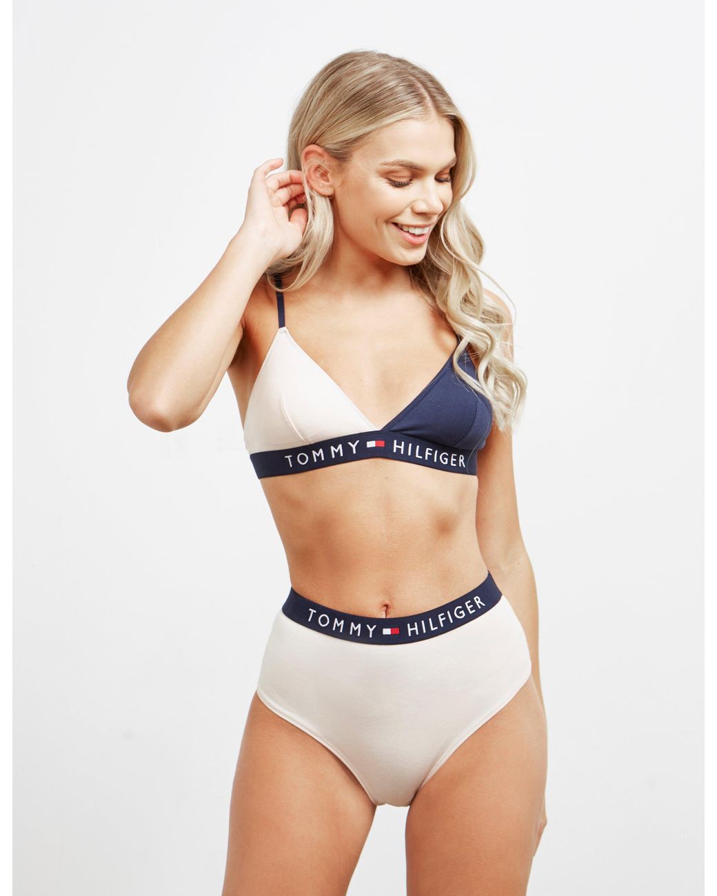 Tommy Hilfiger Band High Waisted Briefs Cream in Natural | Lyst