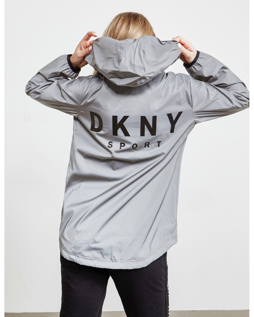 DKNY Logo Reflective Jacket Silver in 