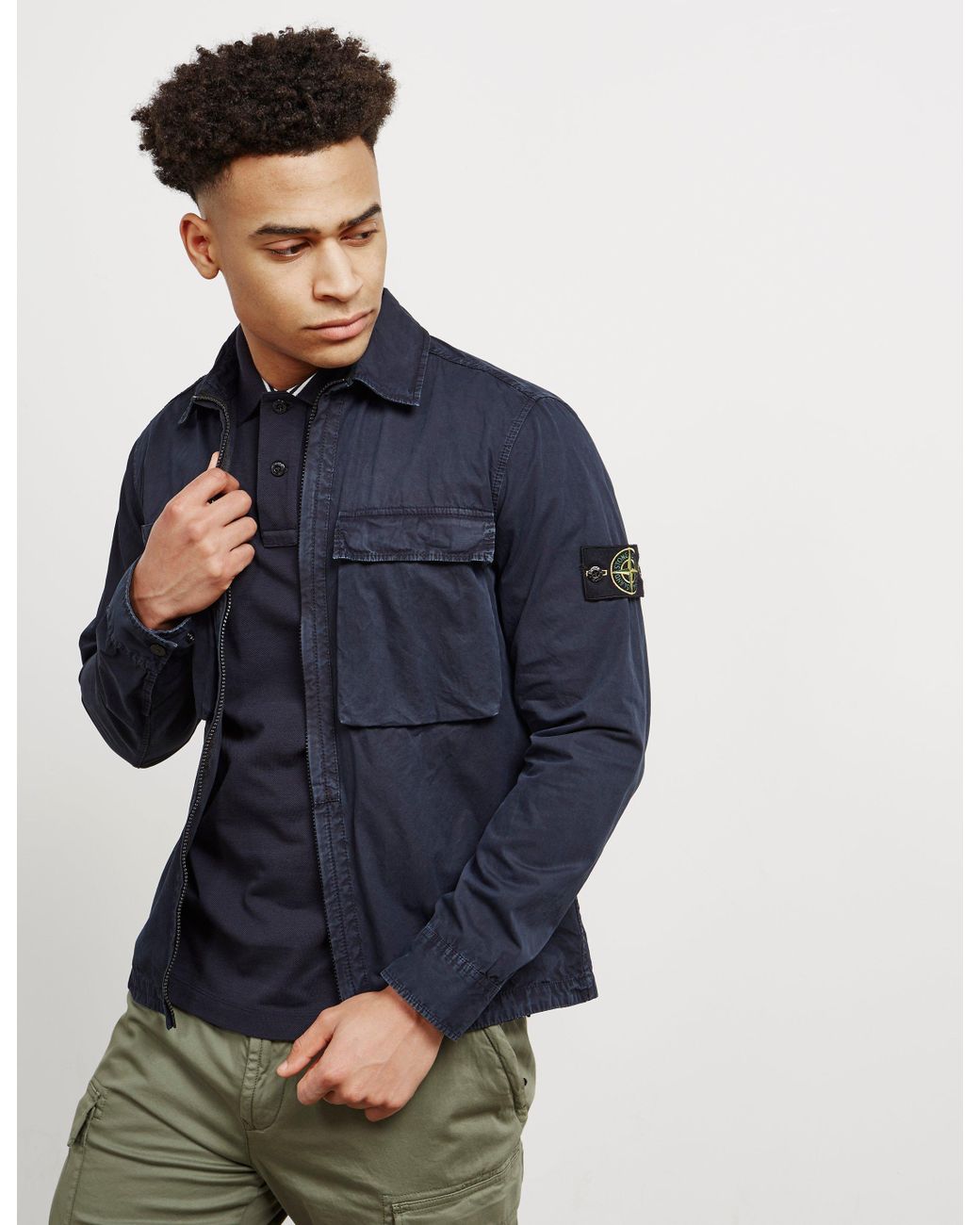 Stone island overshirt navy blue sale