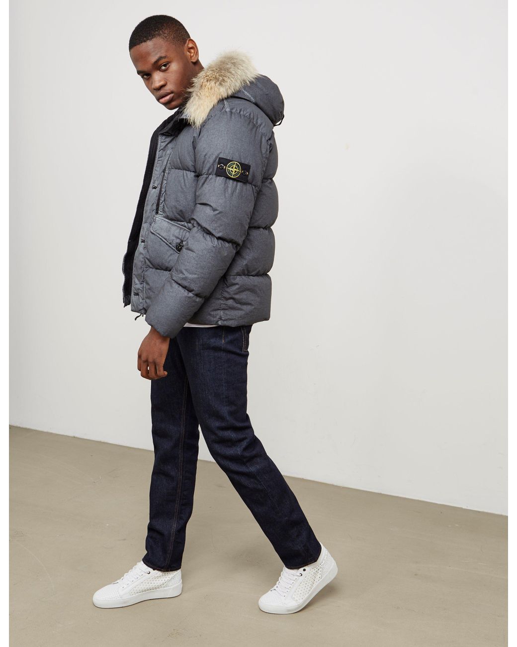 Stone Island Mens Resin Padded Fur Jacket Grey in Gray for Men | Lyst