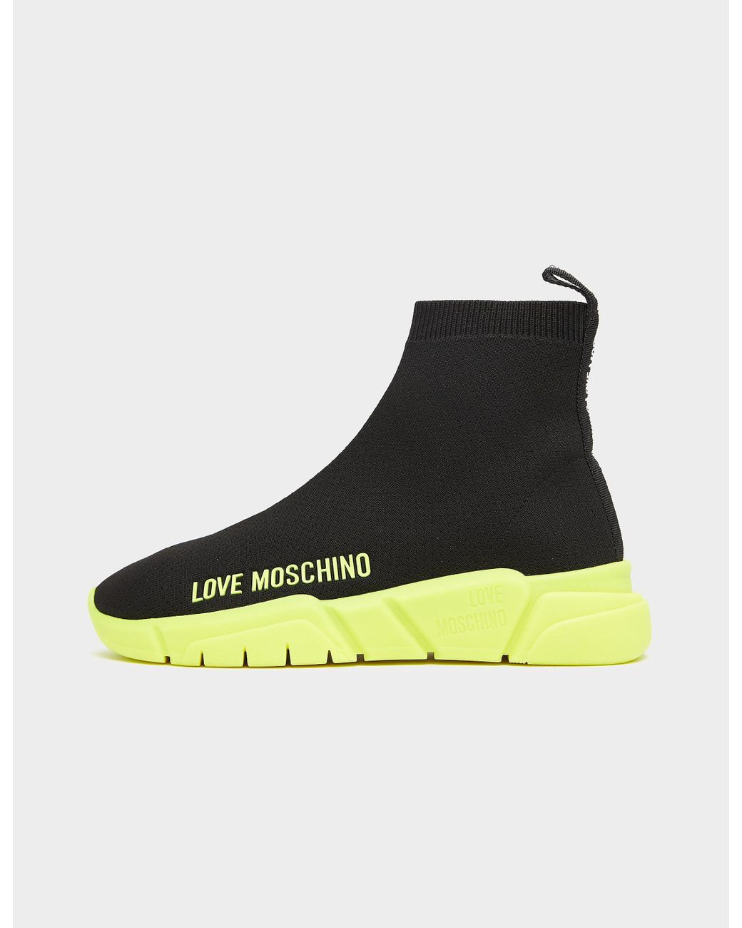 Love Moschino Logo Neon Sock Trainer Trainers in Black | Lyst
