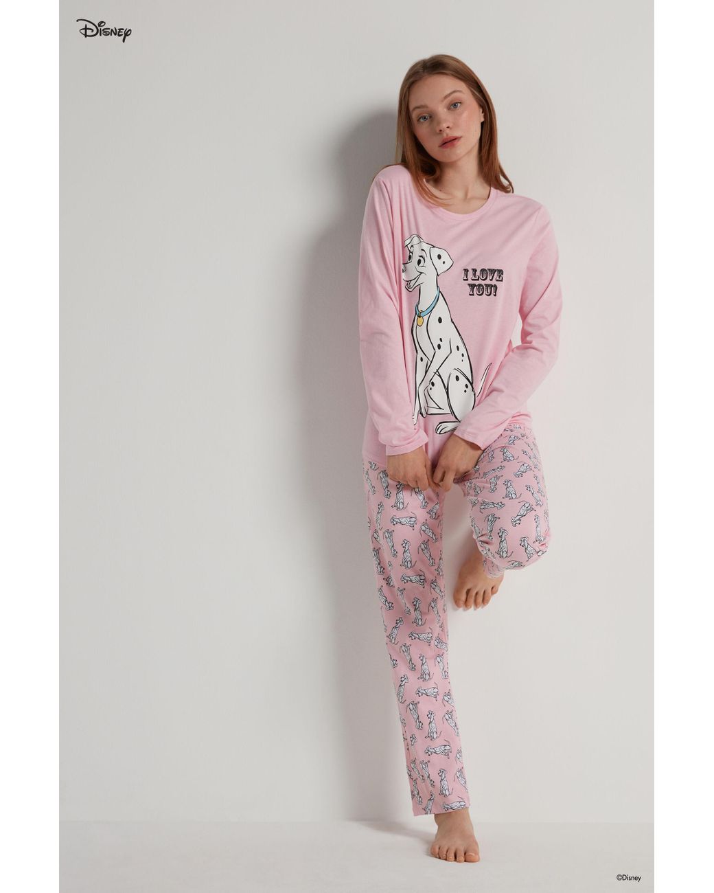 Pigiama Lungo Cotone Disney Stampa Carica 101 di Tezenis in Rosa | Lyst