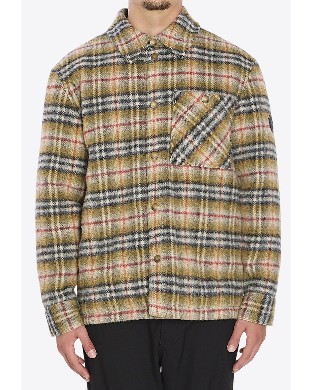 Burberry Gray Plaid Check Padded Jacket for men