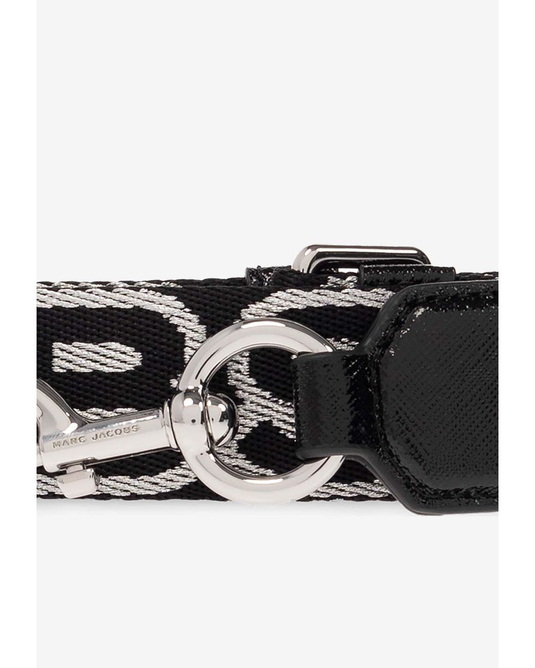 Marc Jacobs Black Thin Outline Logo Webbing Strap