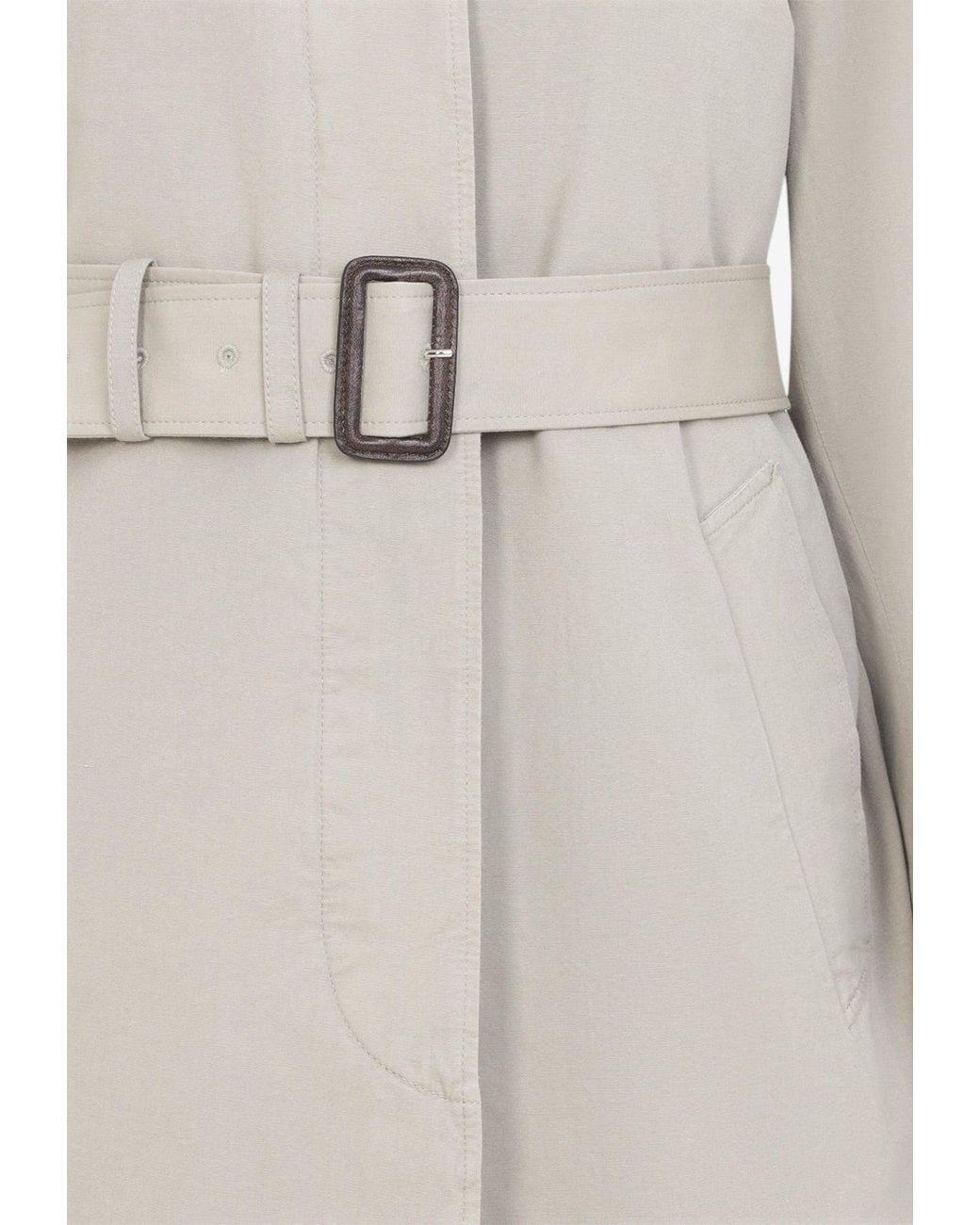Prada Natural Single-Breasted Belted Coat