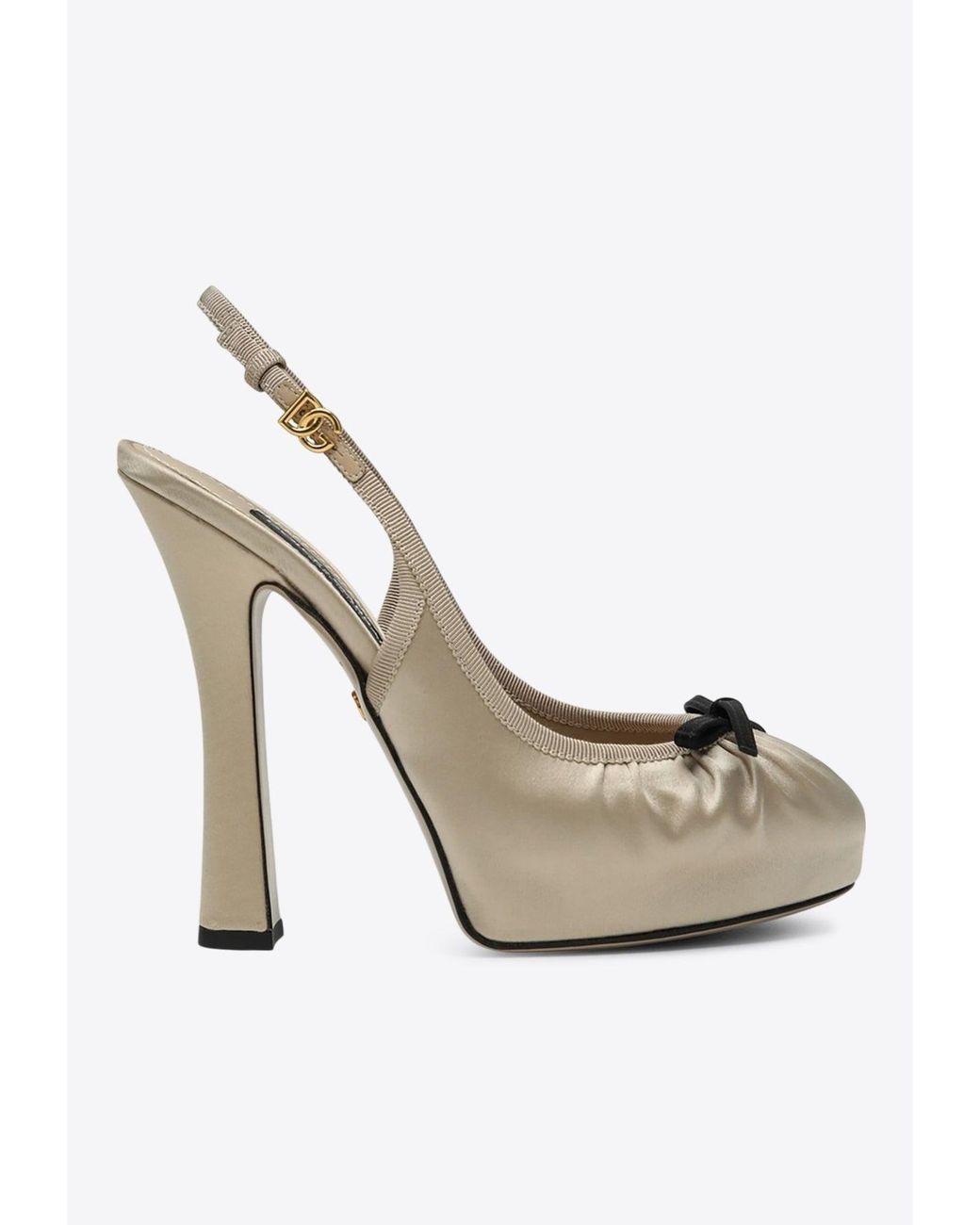 パンプス DOLCE & GABBANA VALLY PLATFORM SLINGBACKS IN SATIN Dolce & Gabbana Vally 105 Satin Slingback Platform Pumps in