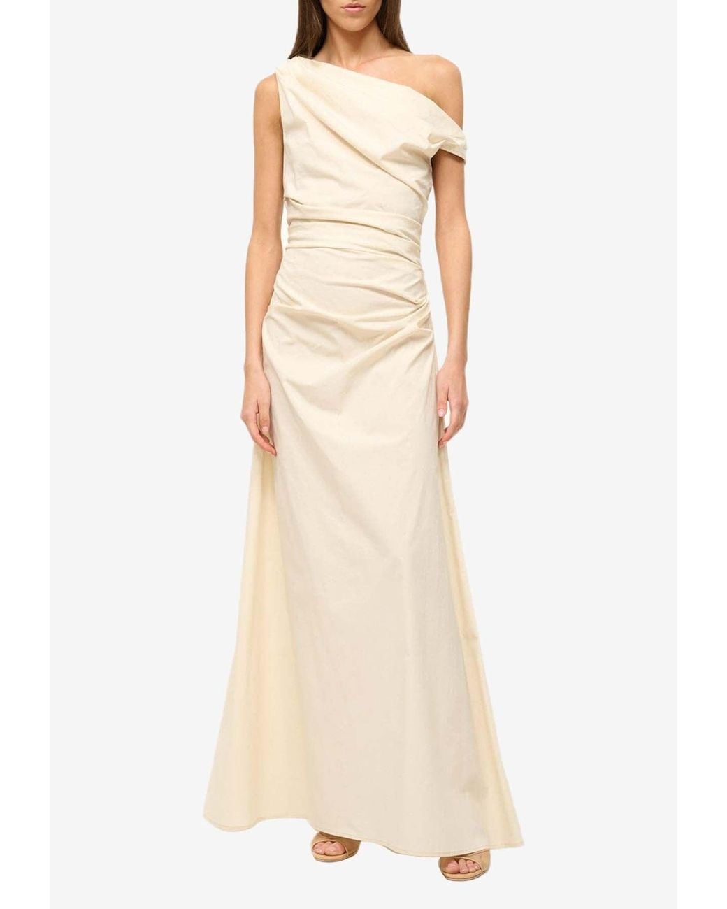STAUD Maxi Phare Cotton Poplin Maxi Dress in Natural | Lyst