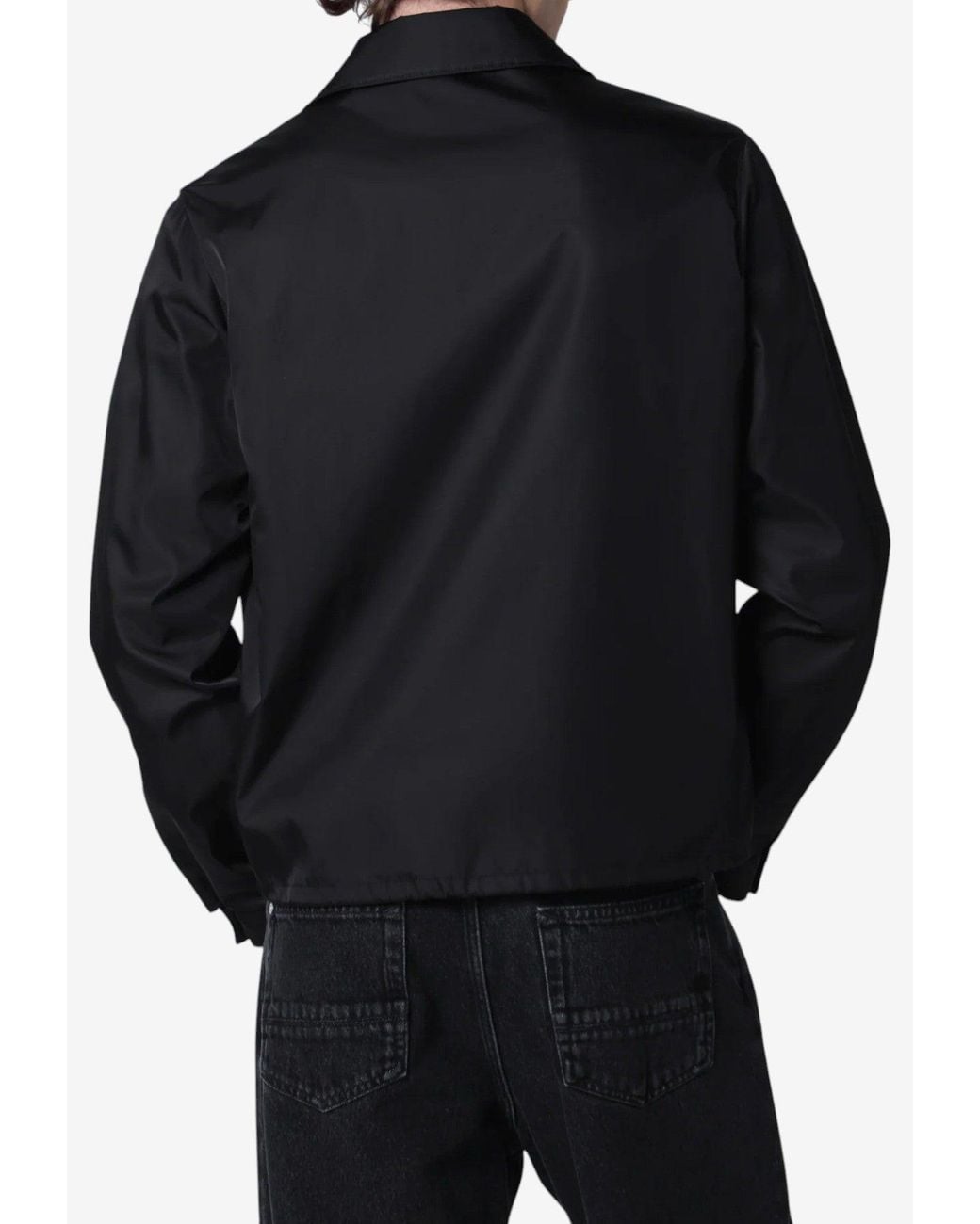 Prada Black Triangle Logo Zip-Up Jacket for men