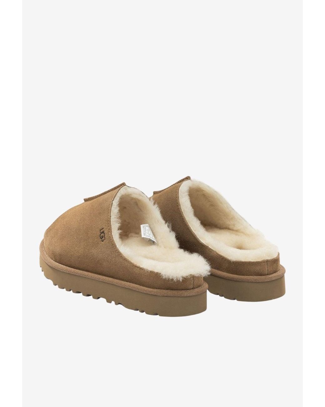 Ugg Brown Suede Slippers With Embossed-Logo