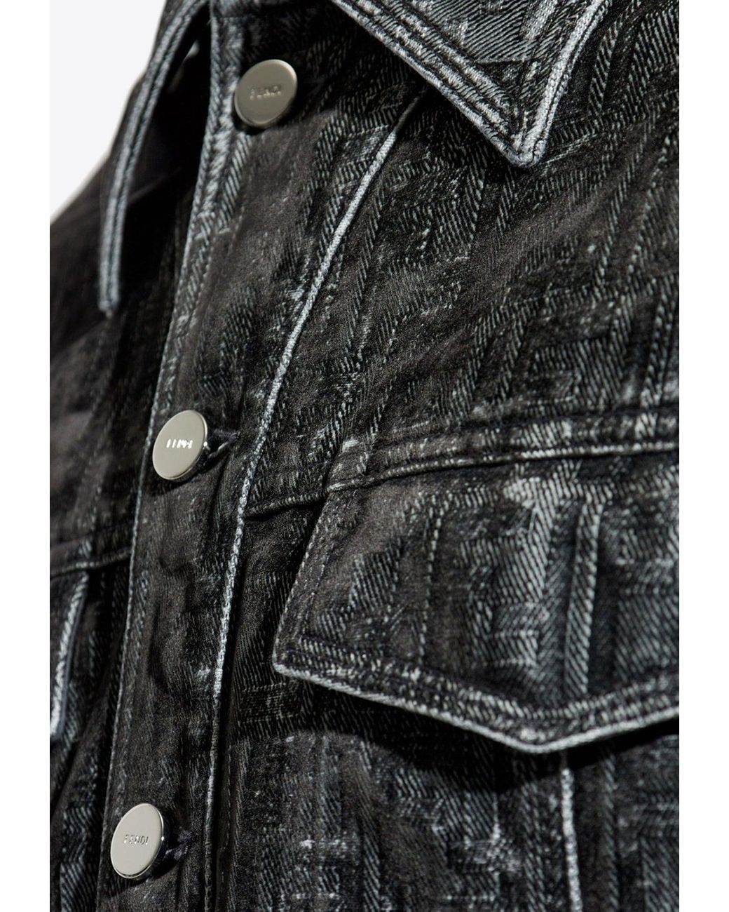【関税込み】fendi Overshirt denim FF Fendi Ff Jacquard Denim Jacket in Gray for Men | Lyst
