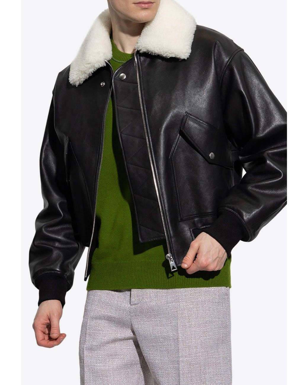 レザージャケット・コート BOTTEGA VENETA Bottega Veneta Nappa Blouson With Shearling Bottega Veneta Nappa Leather Blouson With Shearling Collar