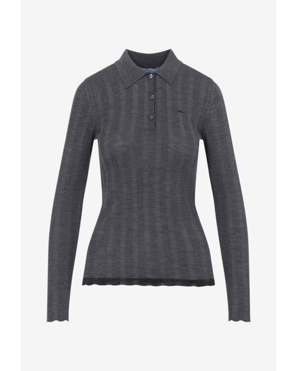 Prada Blue Wool Polo Sweater