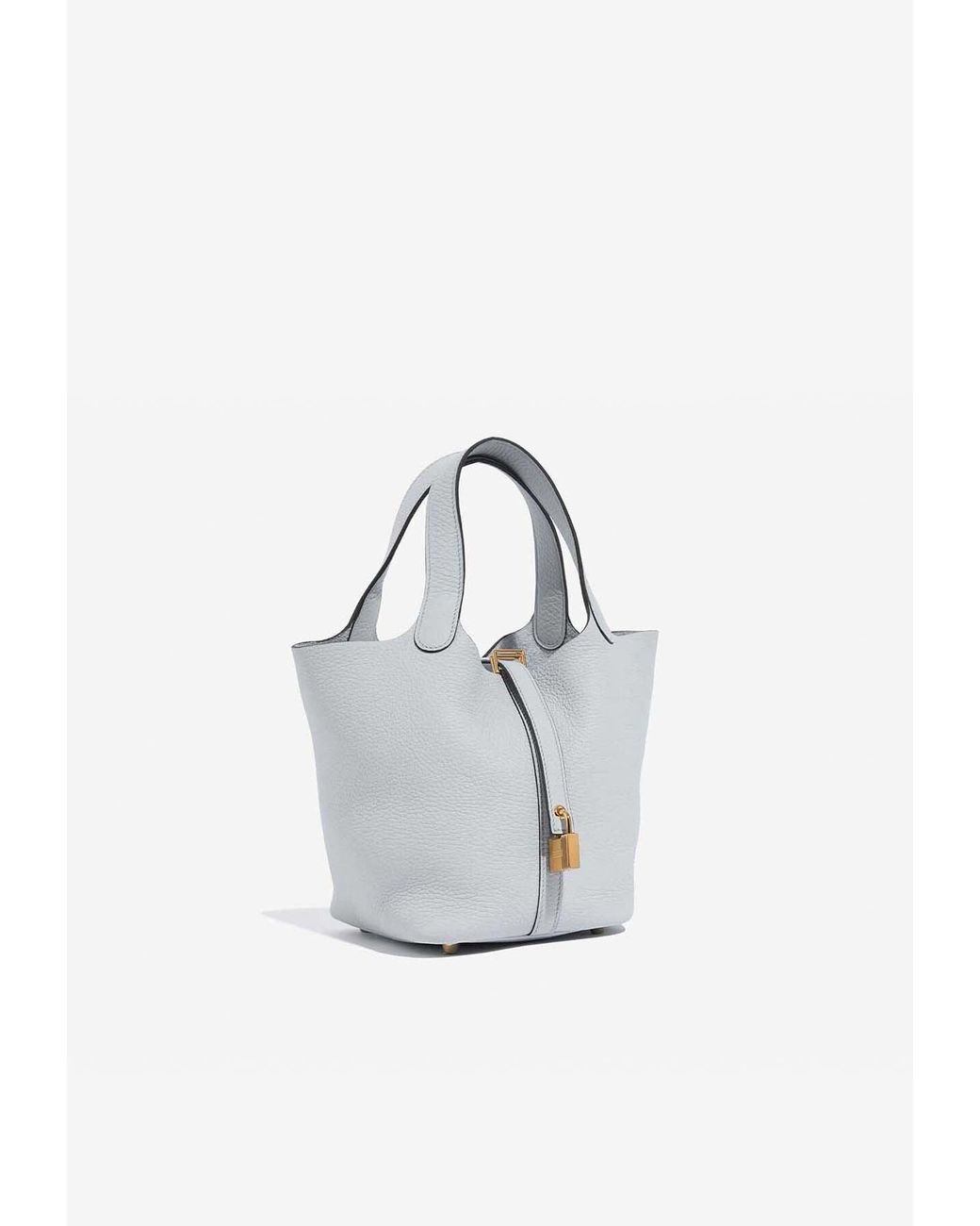 HERMÈS Picotin Lock PM handbag in Blue Pale Clemence leather with Gold  hardware [Consigned]-Ginza Xiaoma – Authentic Hermès Boutique