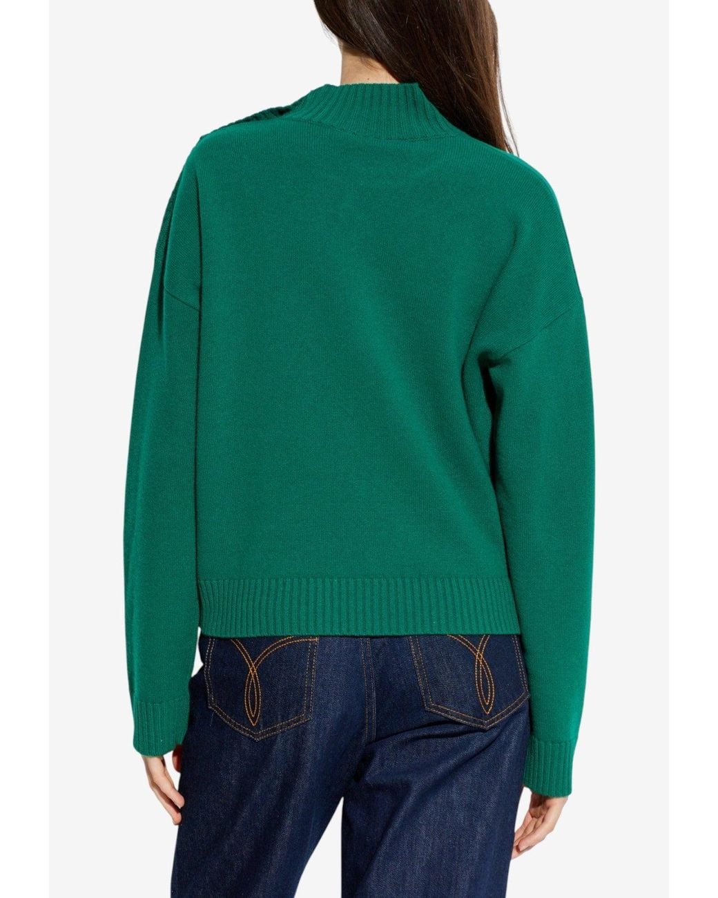 Versace Green Mock-Neck Wool Sweater