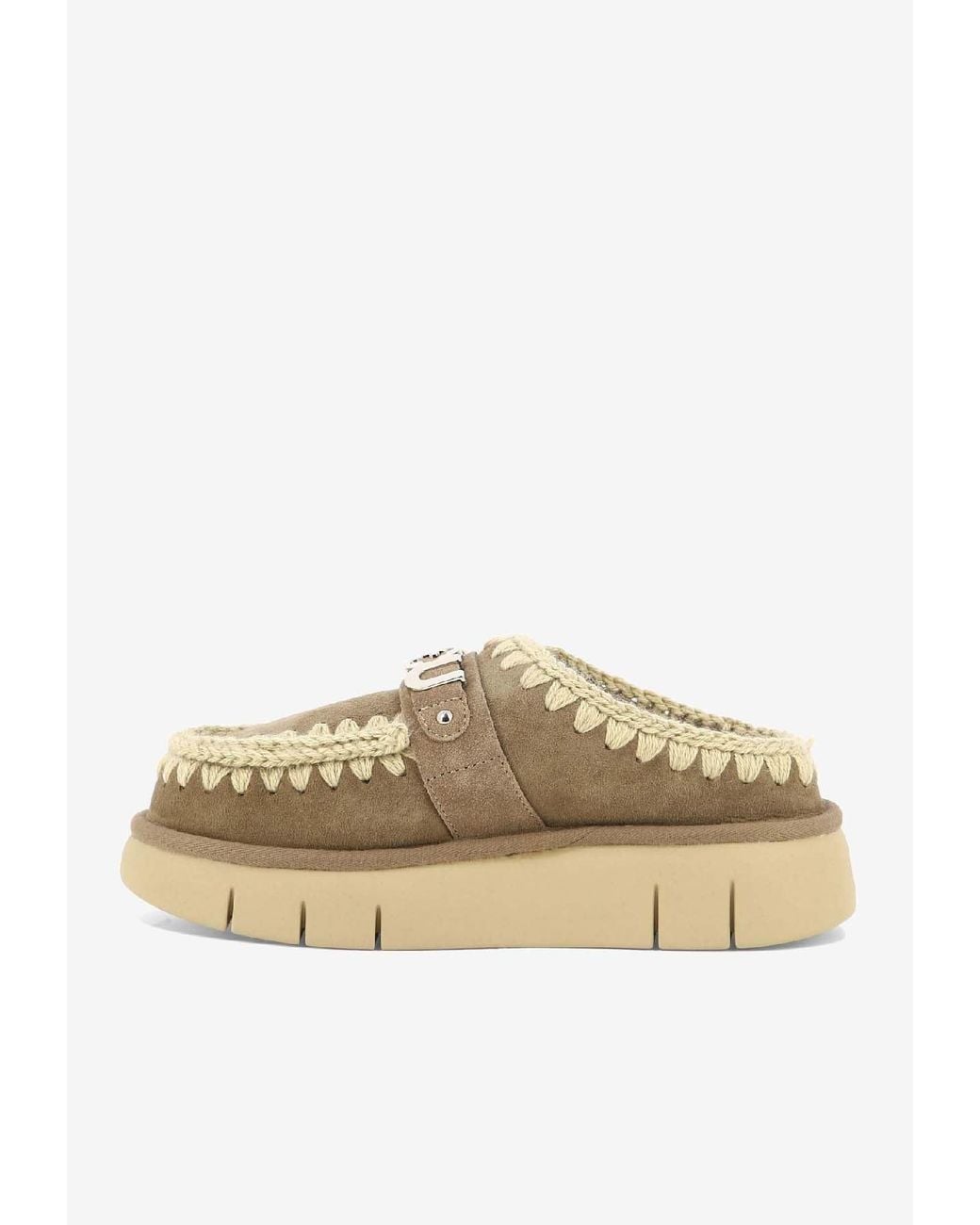 Mou Natural Bounce Suede Clogs