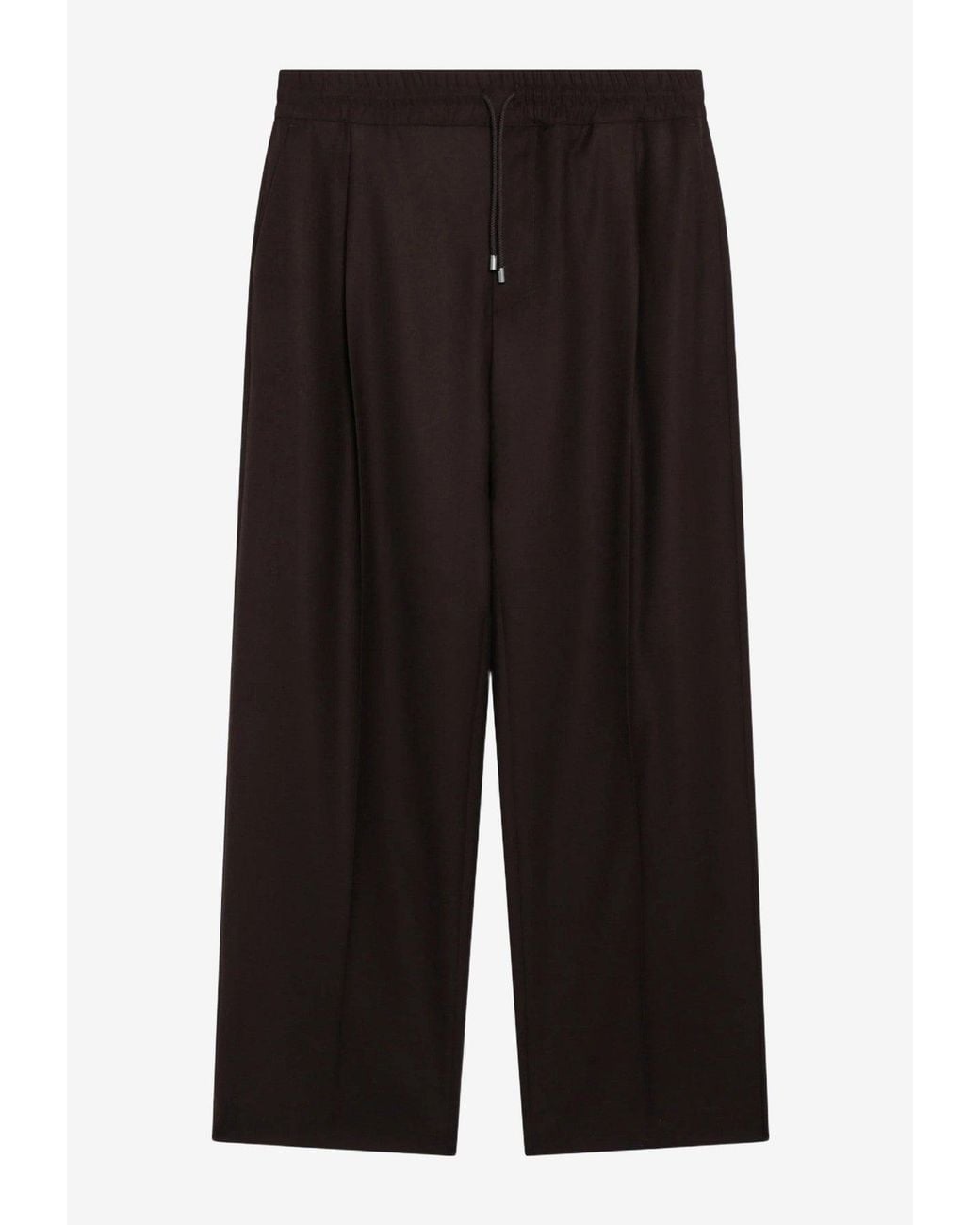 Loewe Black Drawstring Wide-Leg Wool Pants for men