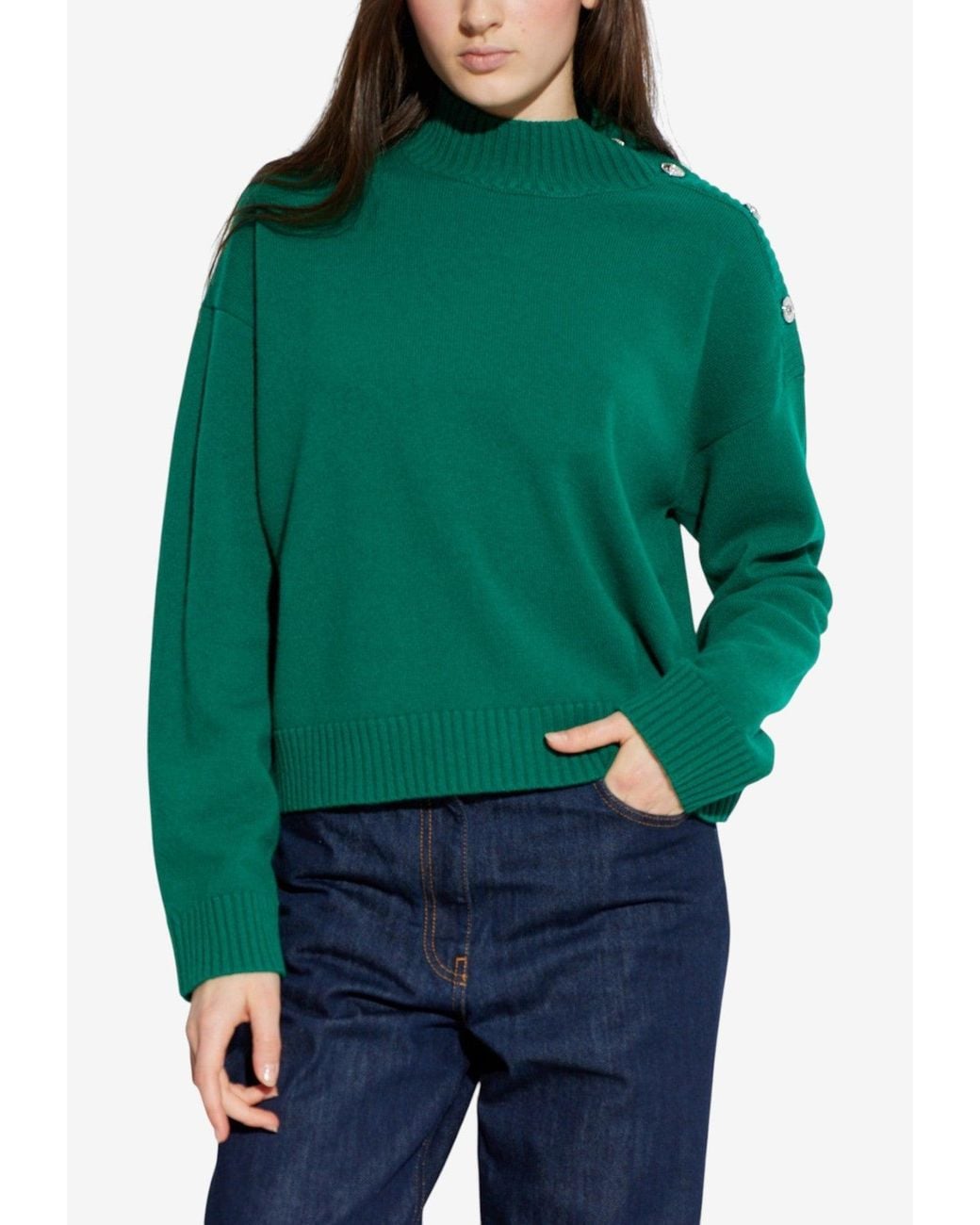 Versace Green Mock-Neck Wool Sweater
