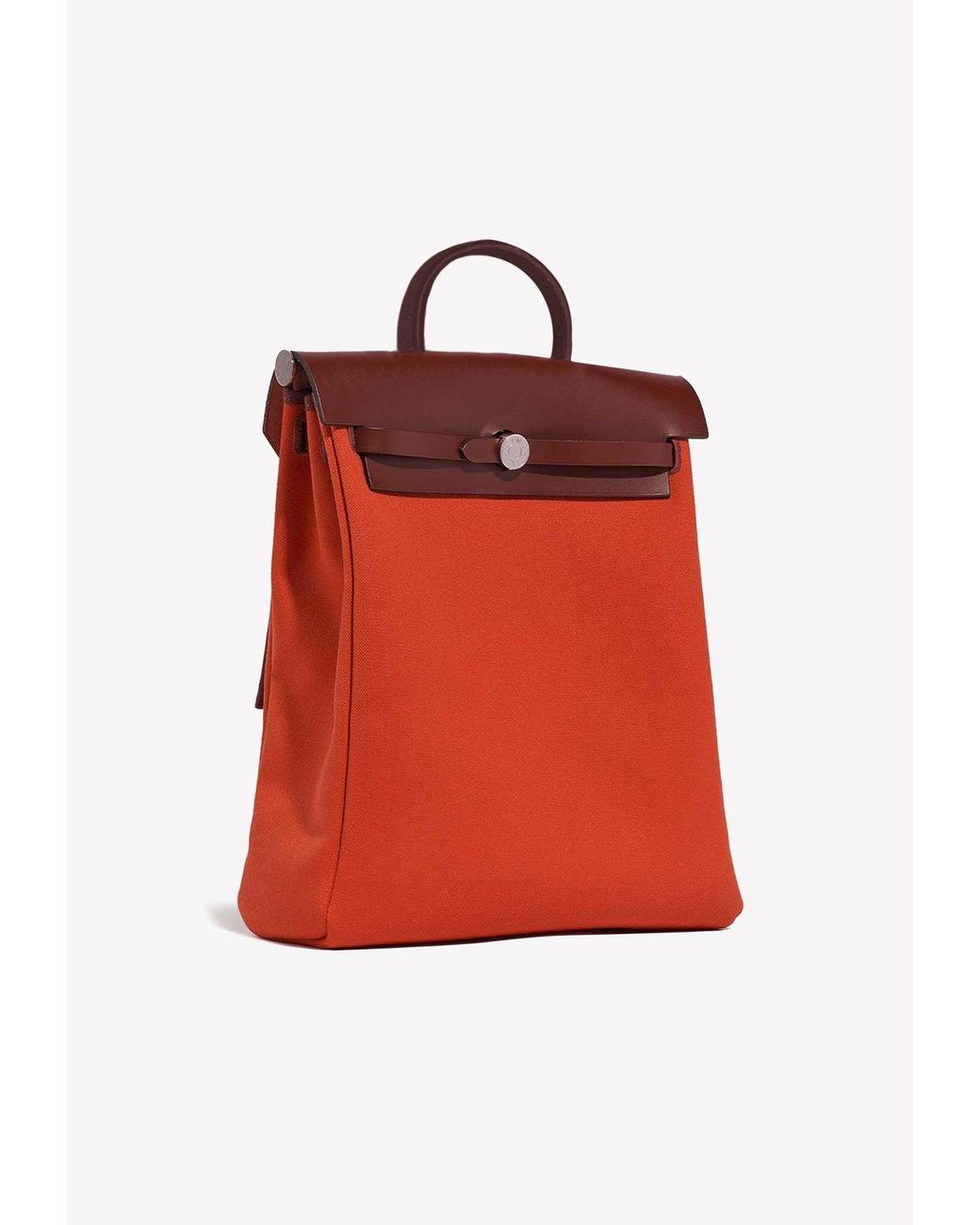 Hermès Herbag A Dos Backpack In Orange Mècano Toile And