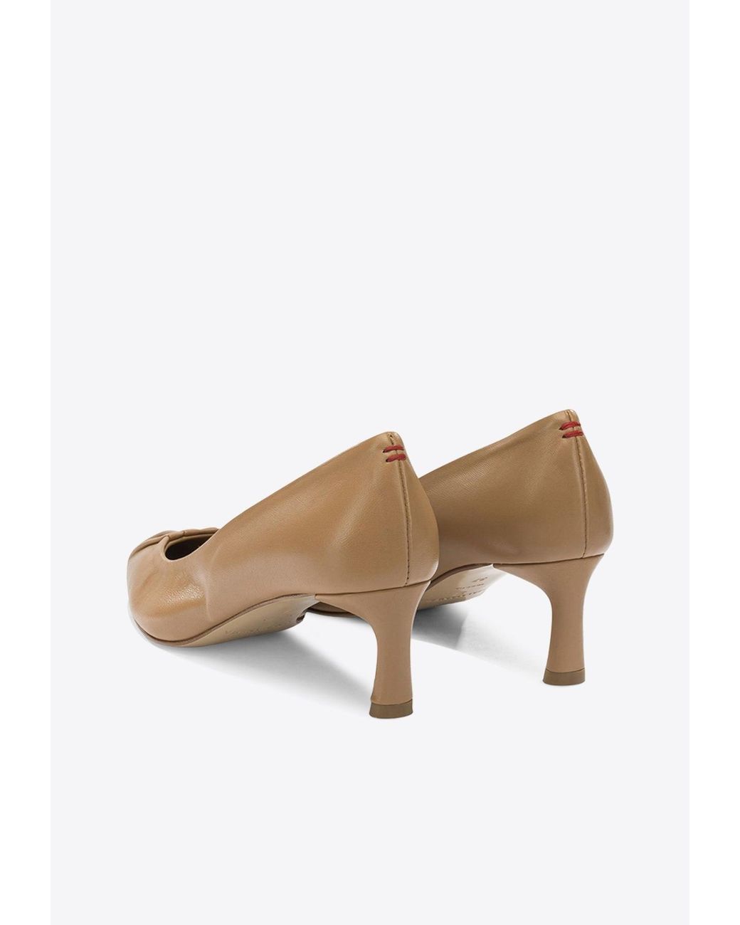 Halmanera White 45 Pleated Leather Pumps