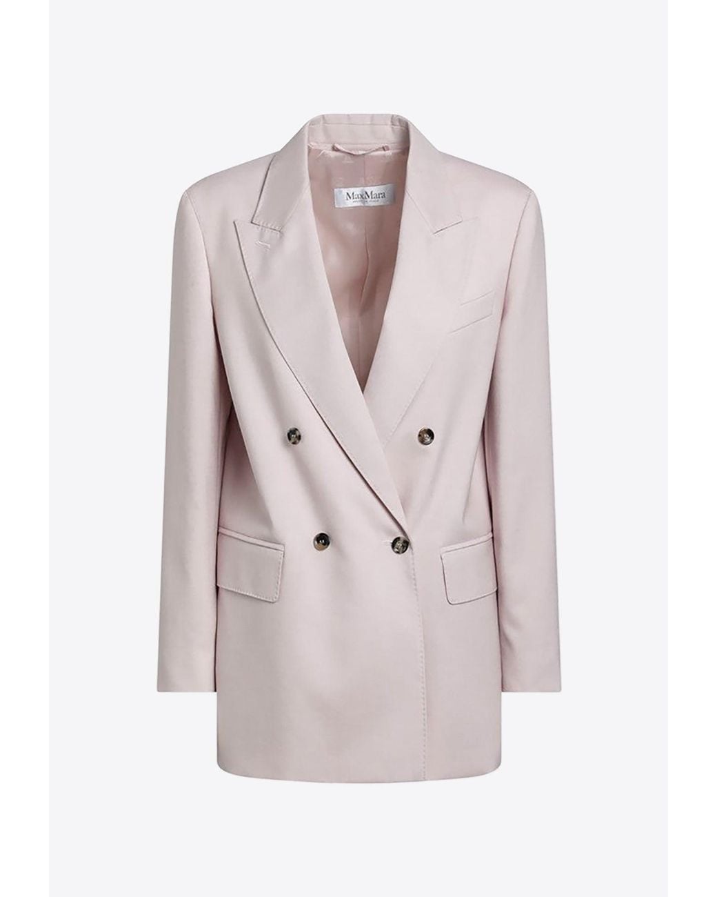 Max Mara Pink Double-Breasted Wool-Blend Jacket