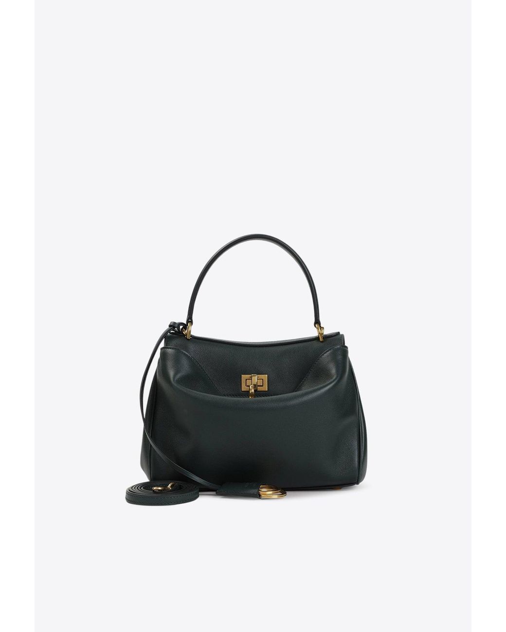 Balenciaga Mini Rodeo Leather Top Handle Bag in Black | Lyst