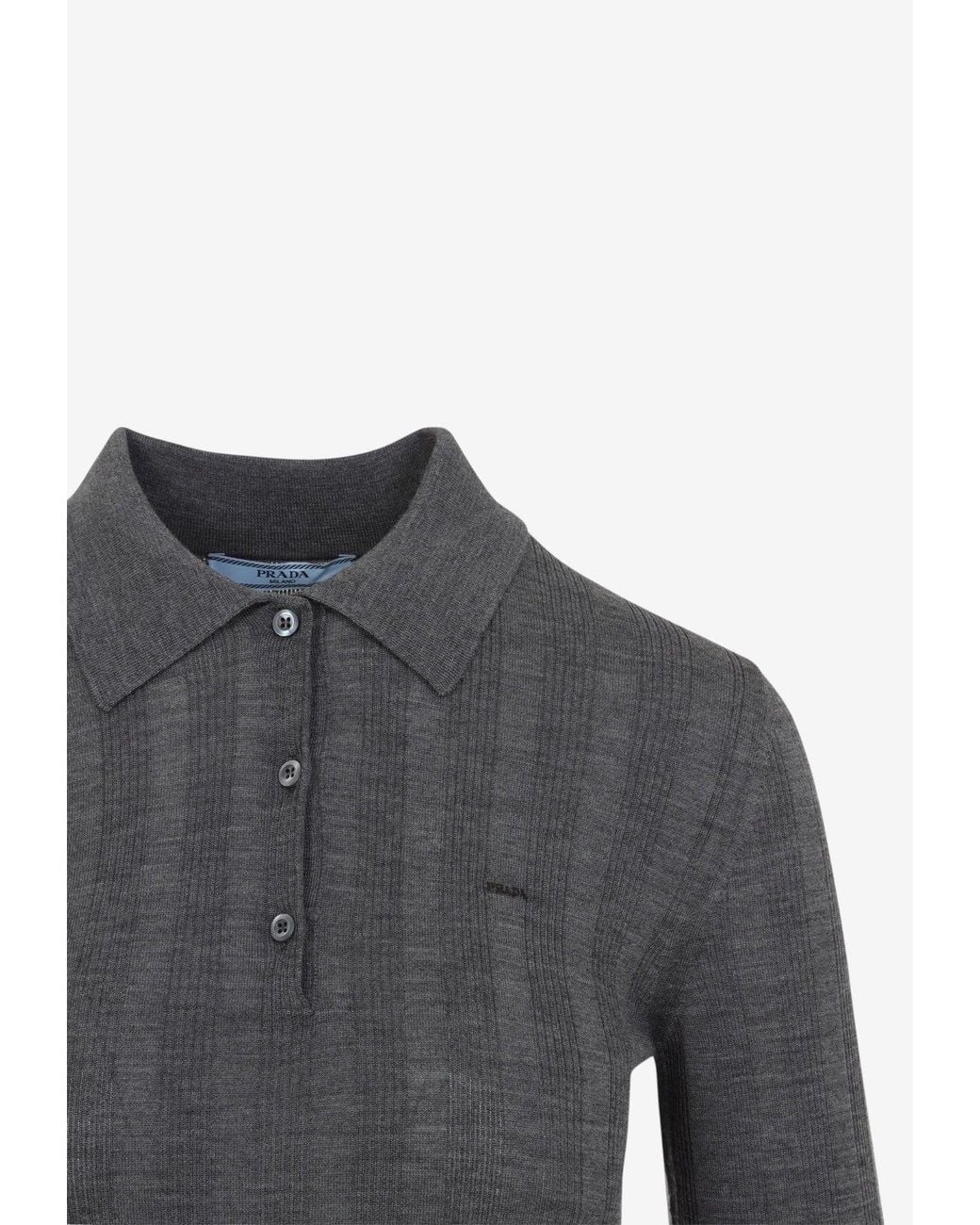 Prada Blue Wool Polo Sweater