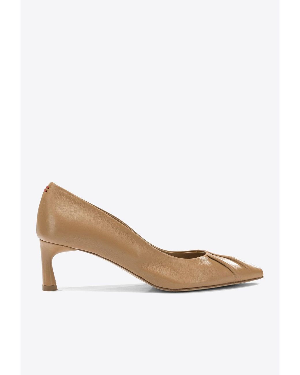 Halmanera White 45 Pleated Leather Pumps