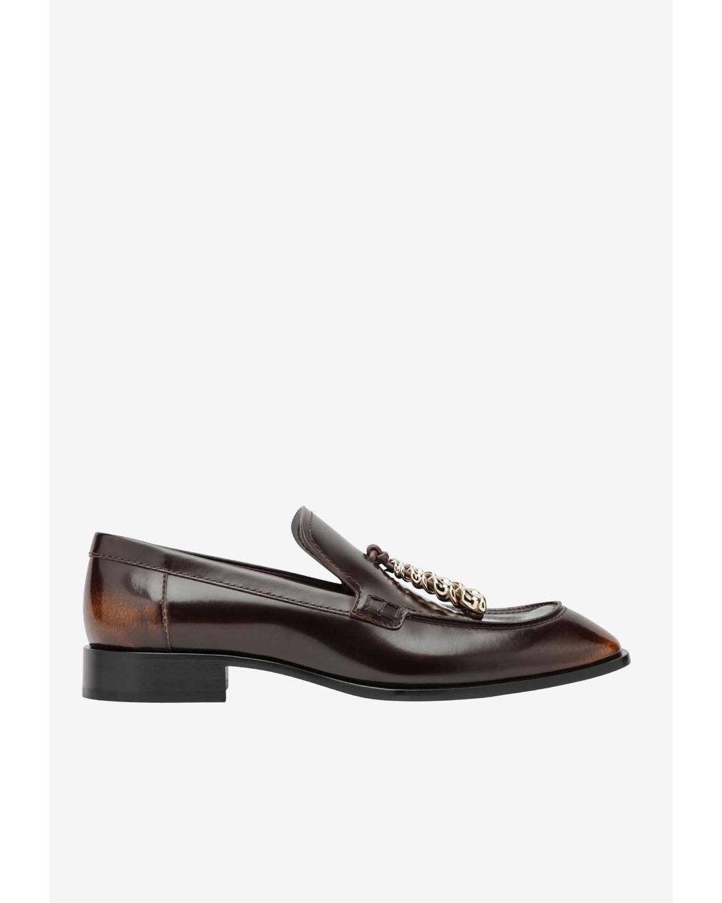 Loewe White Edge Brushed Leather Loafers