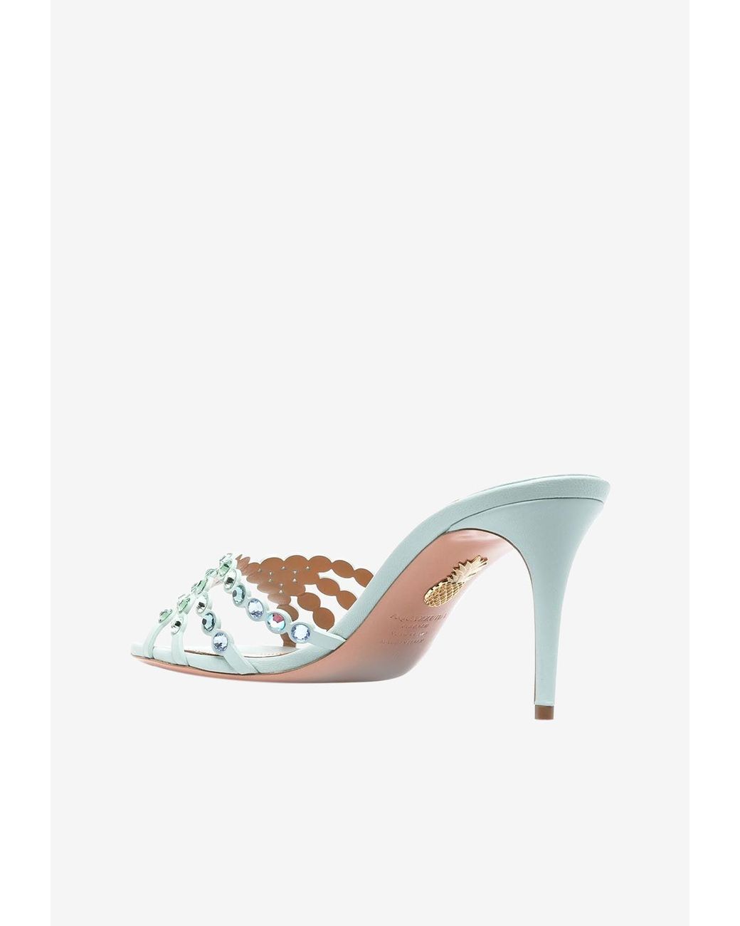 Aquazzura Tequila 75 Crystal-embellished Mules in White | Lyst