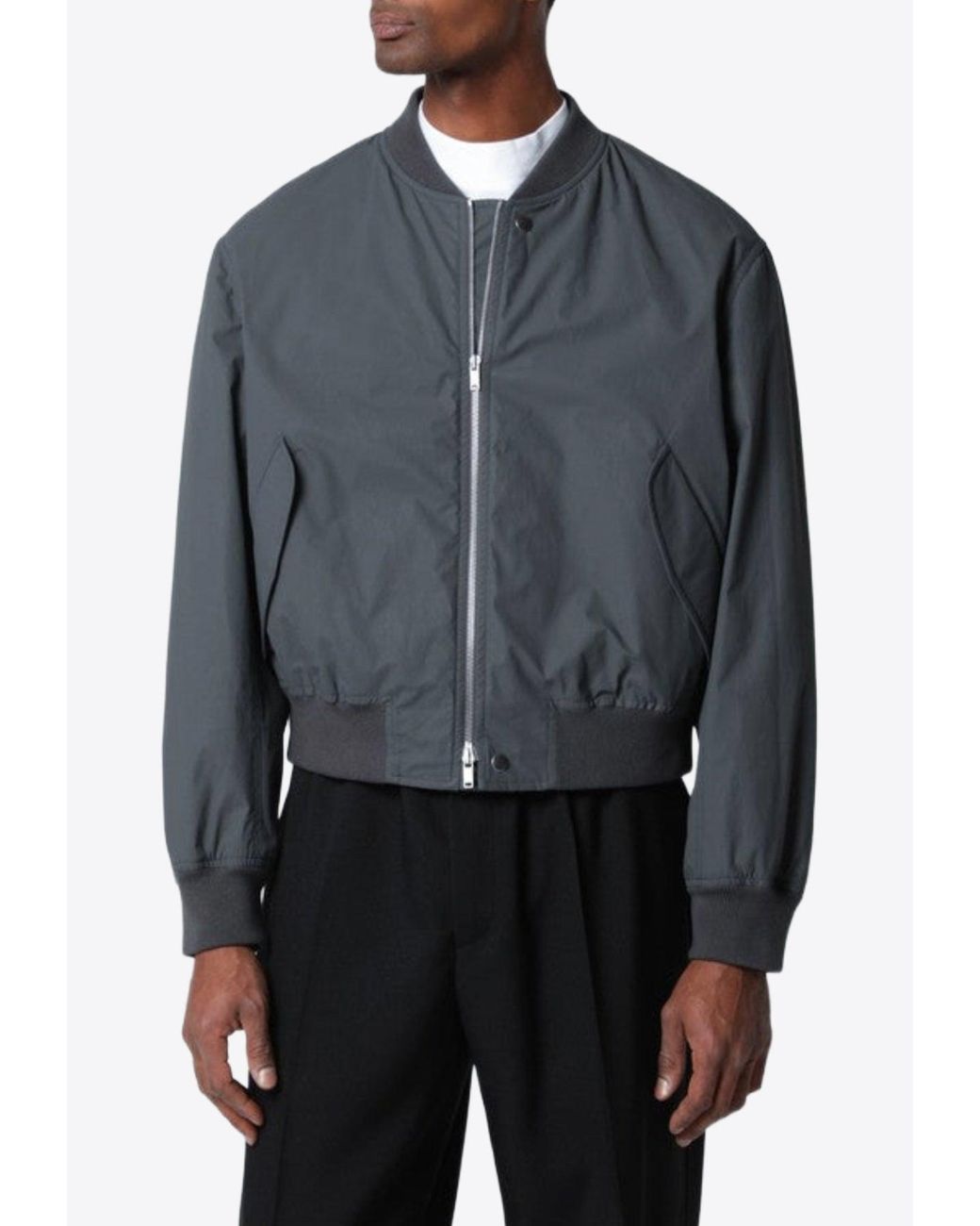Jil Sander Blue Zip-Up Bomber Jacket for men
