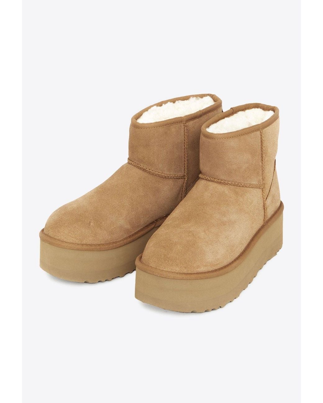 Ugg Natural Classic Mini Platform Suede Boots
