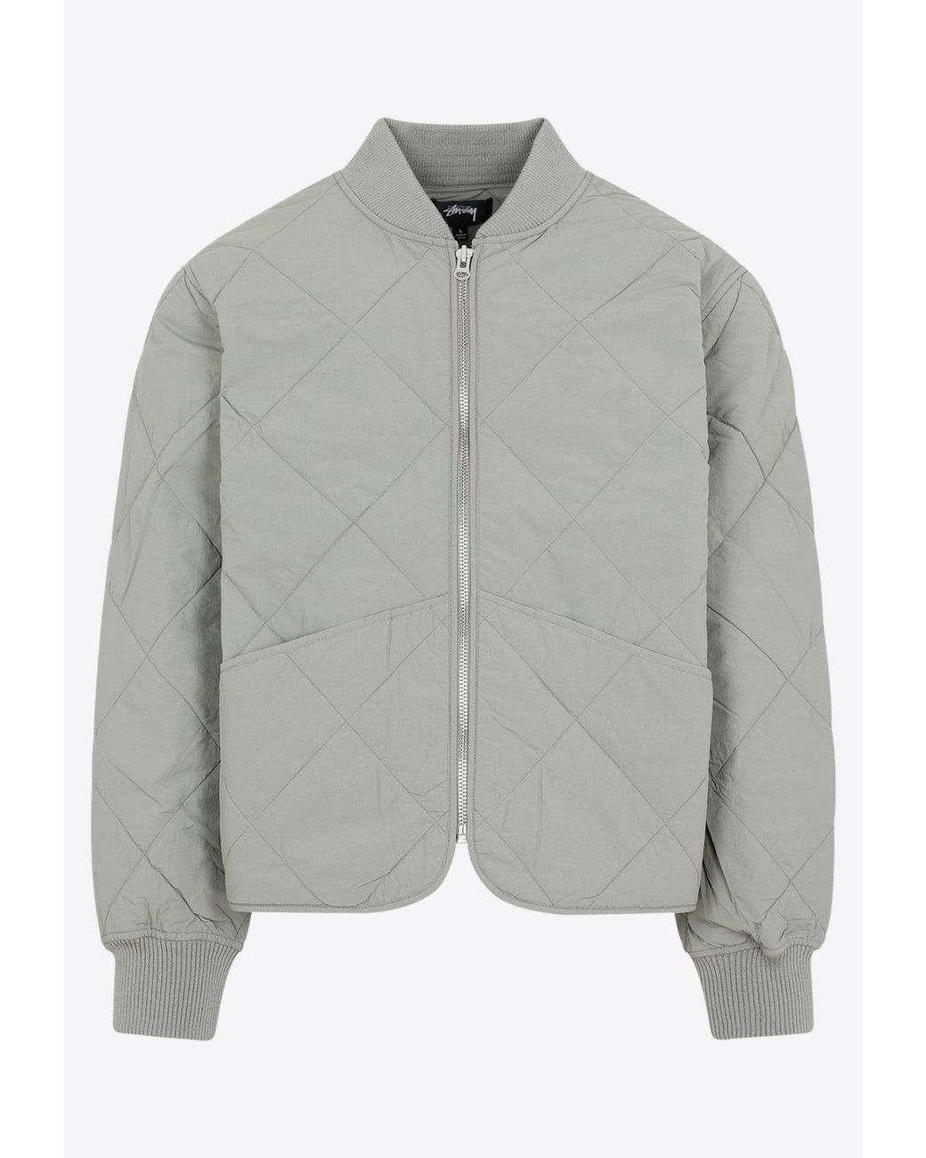 Stussy Dice Quilted Zipup Jacket in Gray for Men Lyst