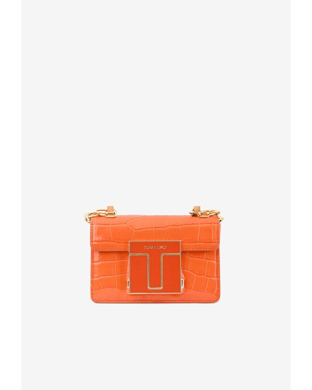 Tom Ford Mini Bianca Hobo Bag In Croc Embossed Leather in Orange