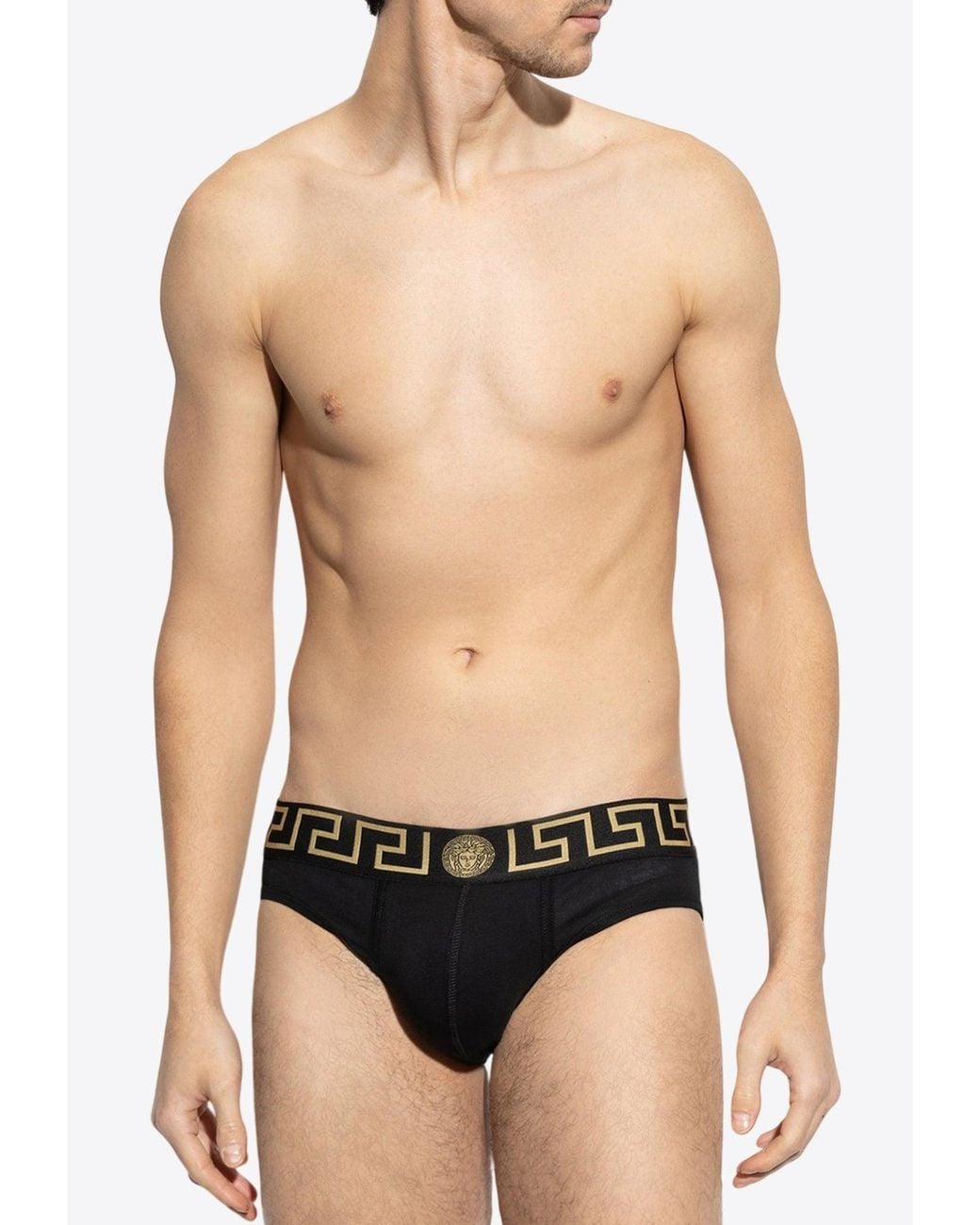 Versace Black Greca Border Briefs for men