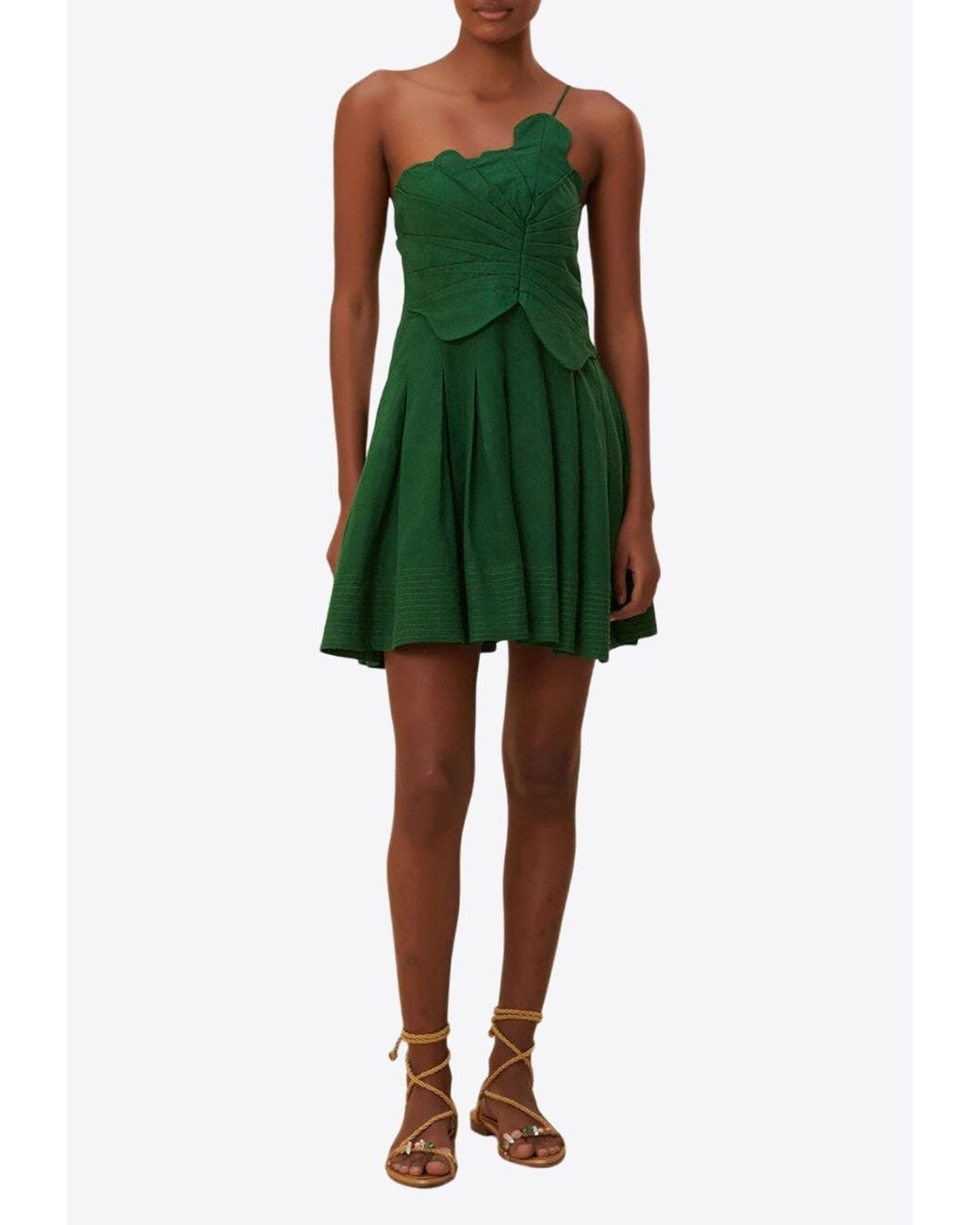 green one shoulder lea mini dress Green One Shoulder Lea Mini Dress ShopPapori.com